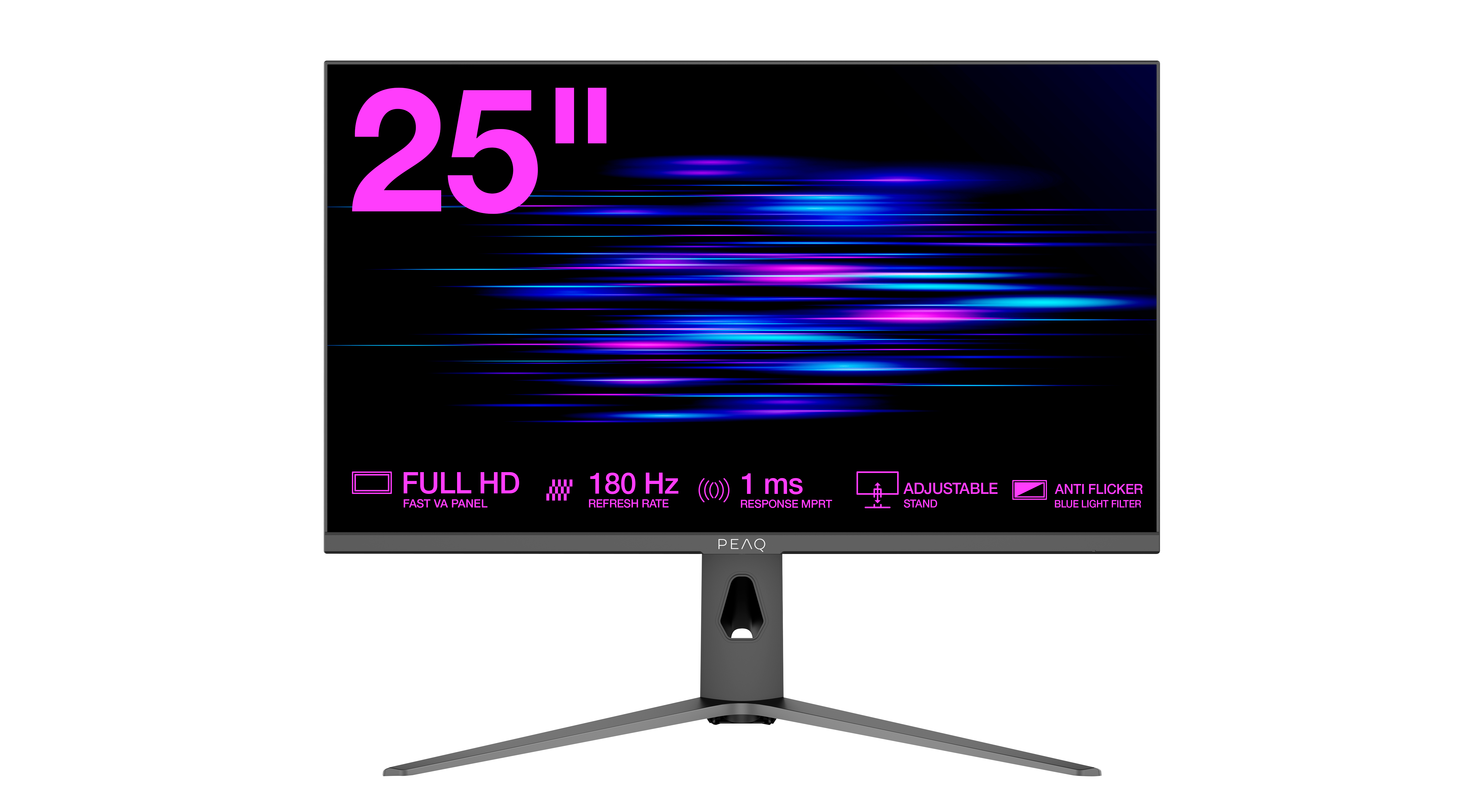 25-Zoll-Gaming-Monitor mit Full HD, 180Hz, 1ms, verstellbarem Standfuß.