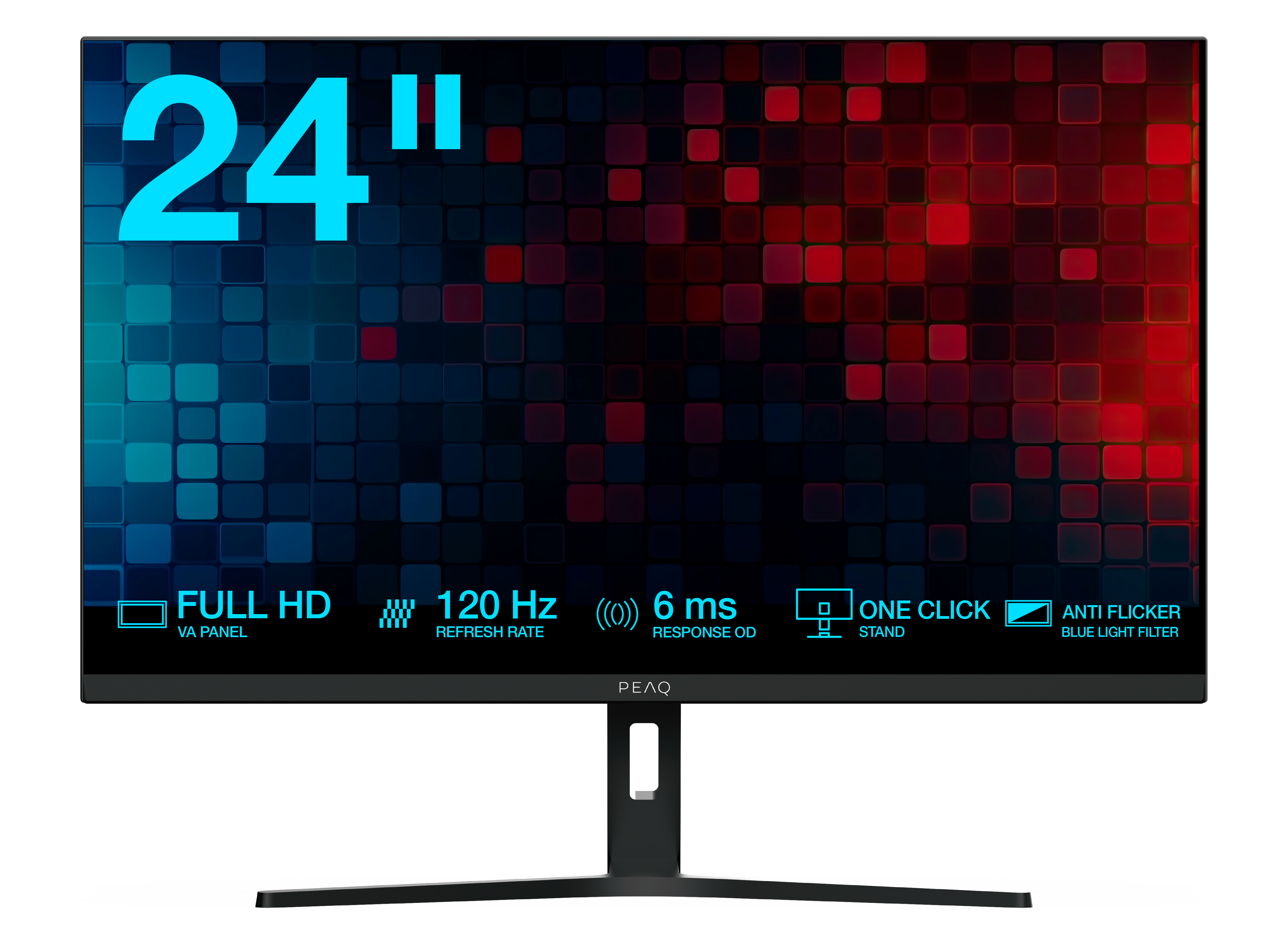 24-Zoll-Monitor mit Full HD, 120 Hz, 6 ms, One-Click-Standfuß.