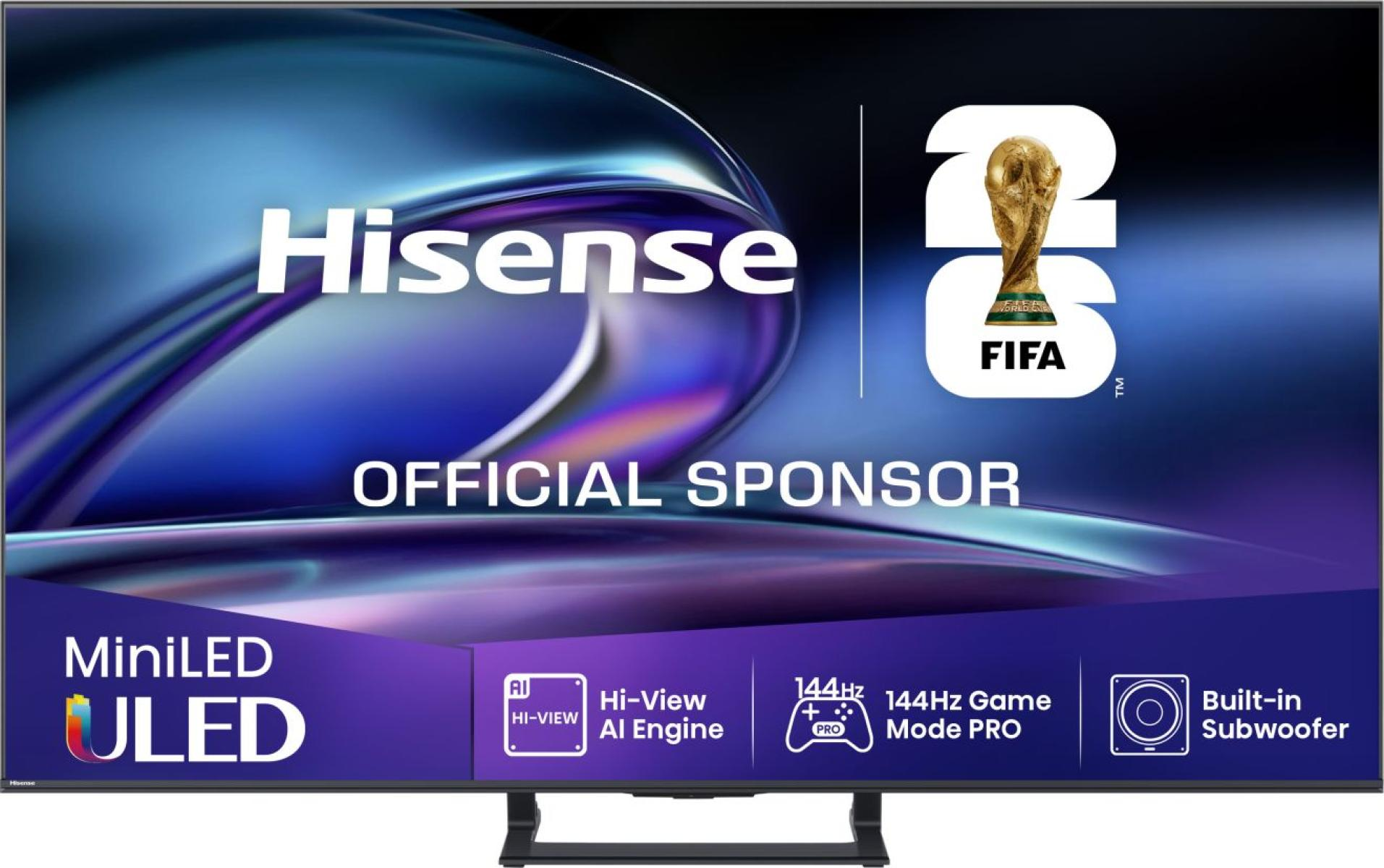 Telewizor Hisense wyświetla logo FIFA, 