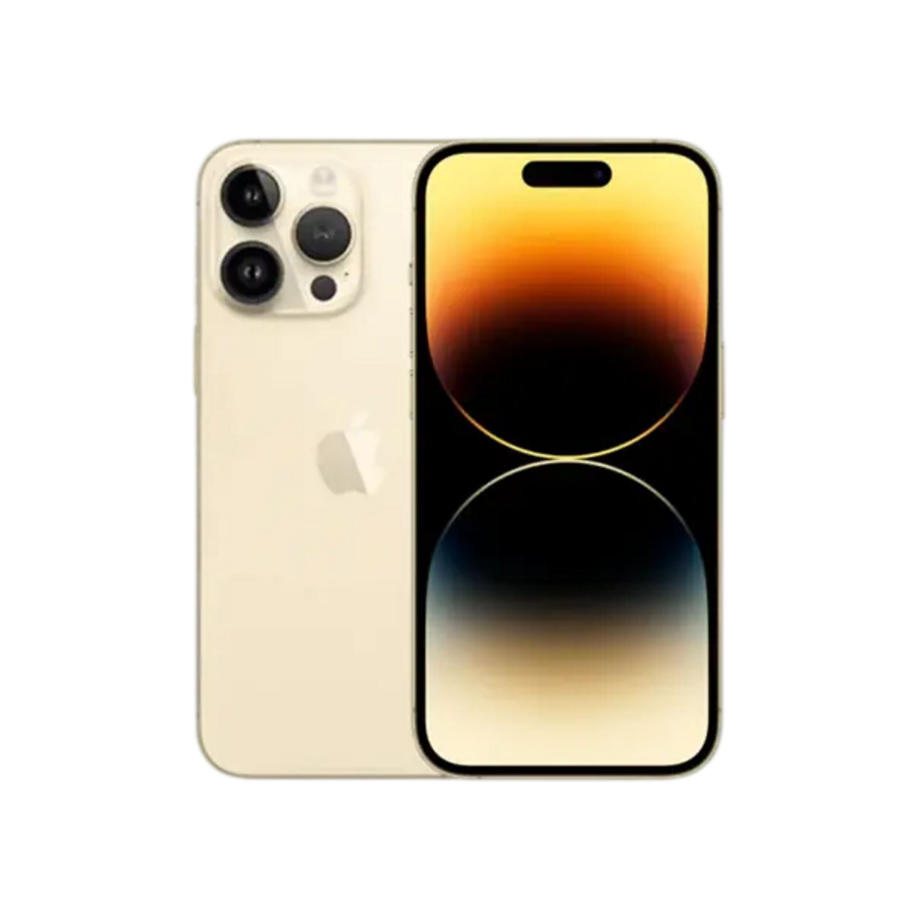 Arkada üçlü kamera sistemine sahip altın rengi iPhone.