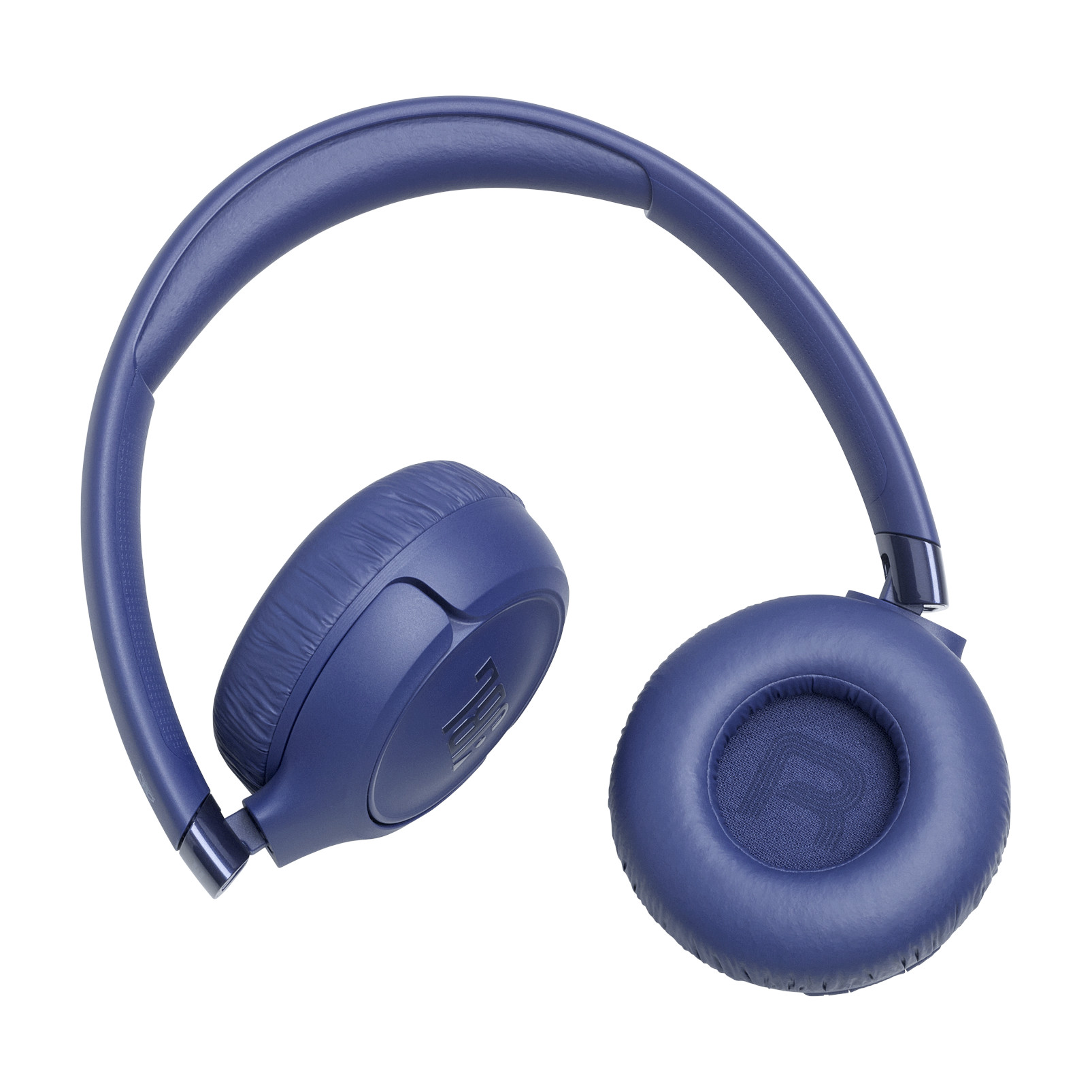 Eine blaue Kopfhörer-Kopfband-Konstruktion mit gepolsterten Ohrmuscheln.