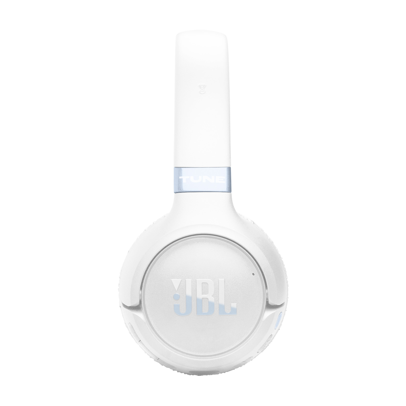 Weiße Kopfhörer mit blauem JBL-Logo und "Tune"-Schriftzug.