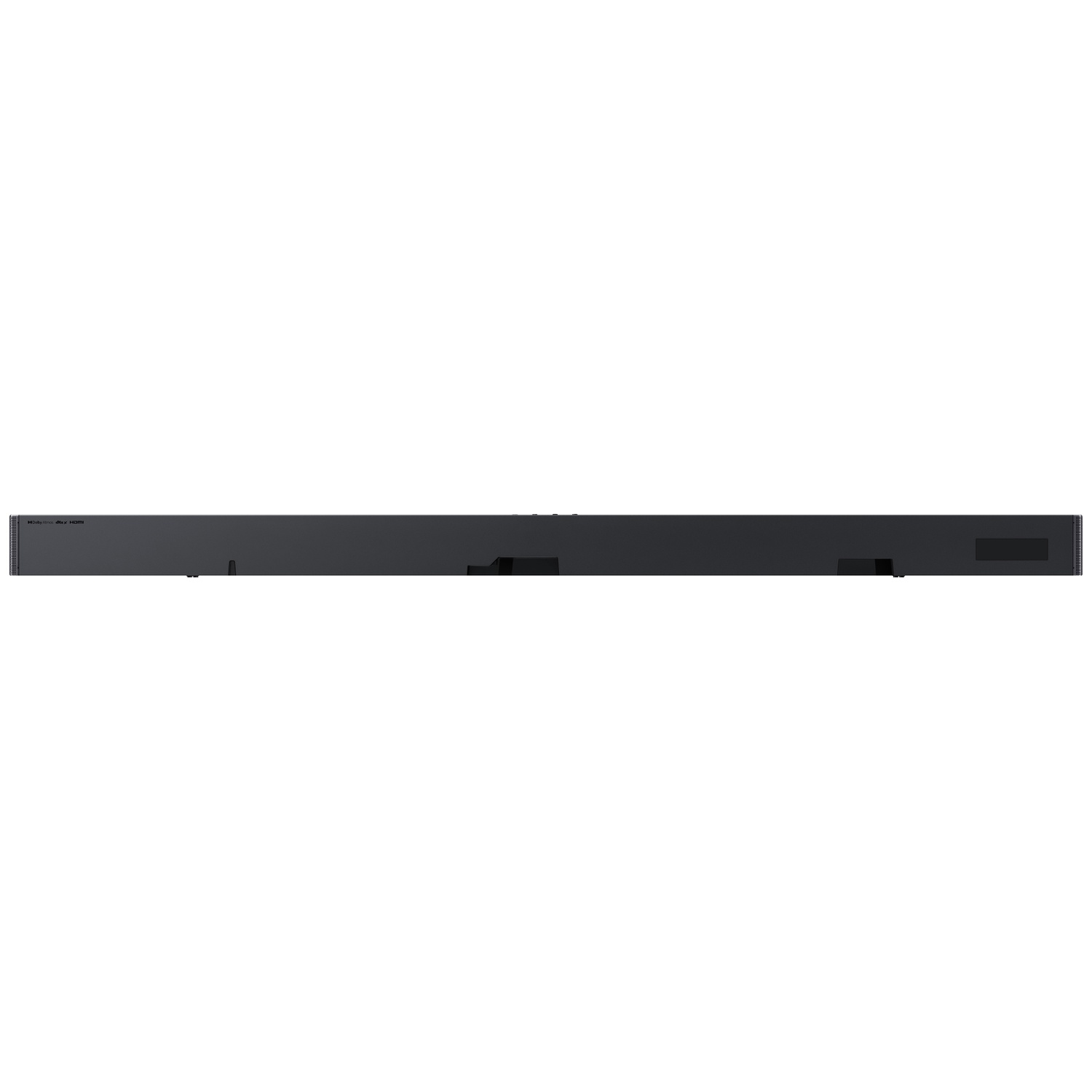 Barre de son noire avec Dolby Atmos et logo HDMI.