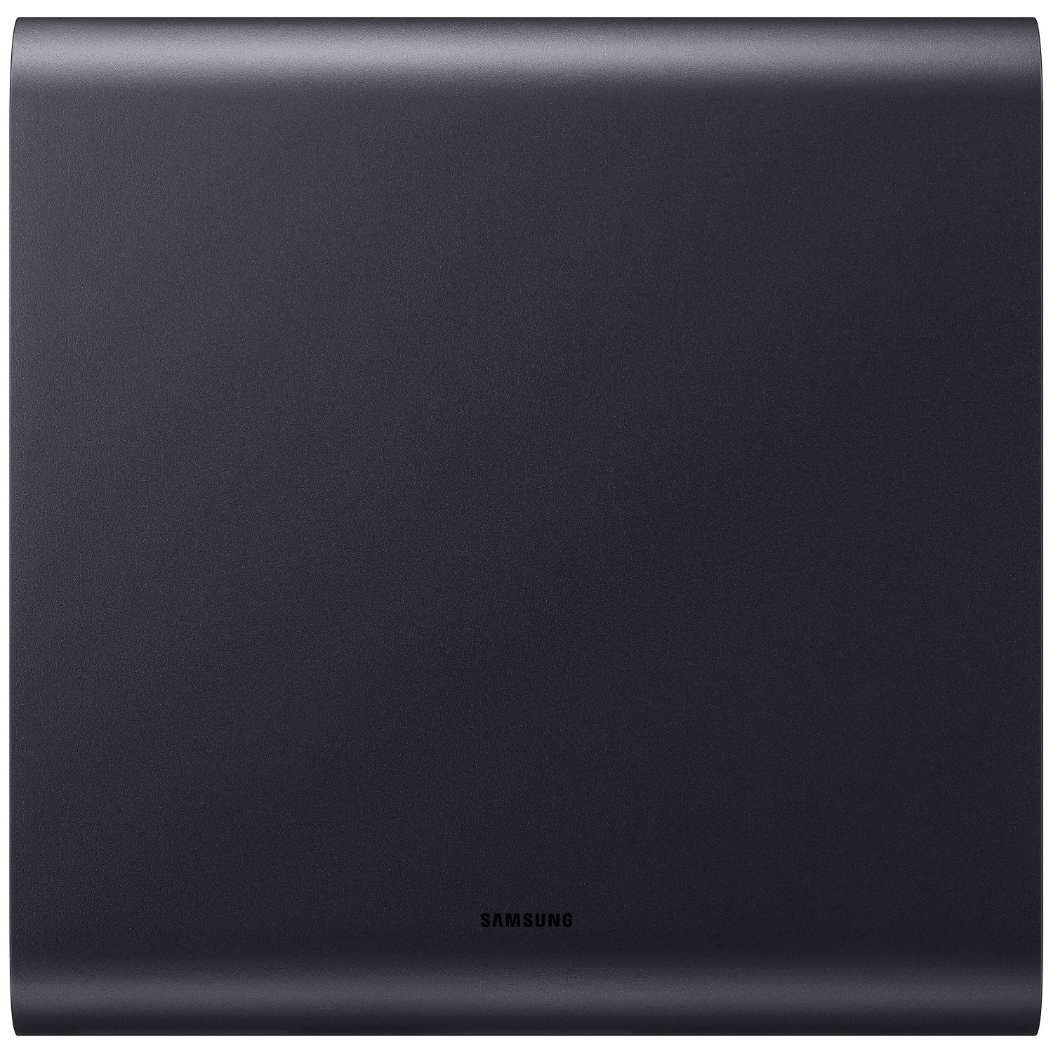 Appareil Samsung gris foncé avec un bord supérieur incurvé et une surface lisse.