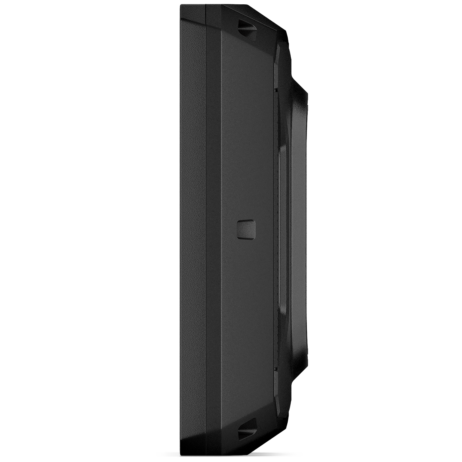 Black, rugged rectangular device shown from the side with textured edges.