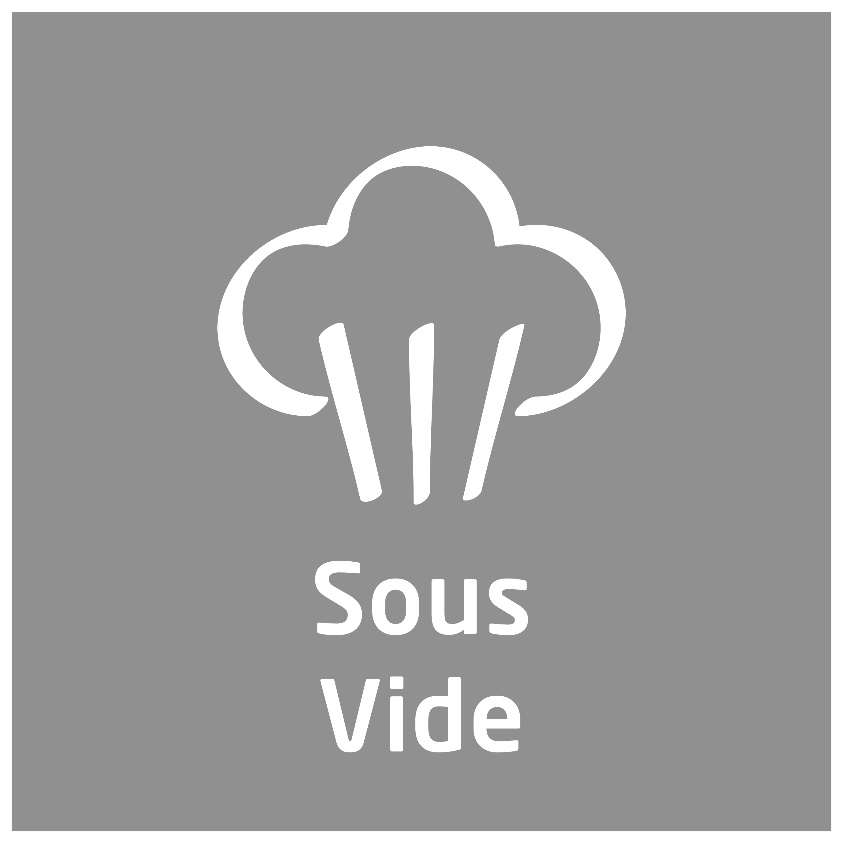 Symbol für Sous Vide: Dampf über zwei Textzeilen