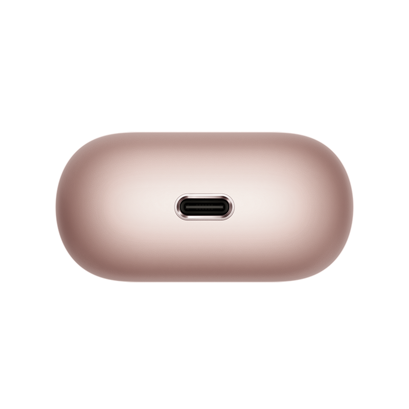 Różowo-złote etui ładujące z portem USB-C.