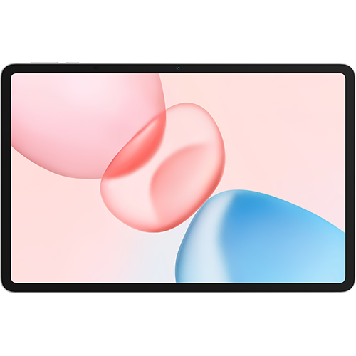 Ein Tablet mit einem rosa und blauen abstrakten Hintergrund.