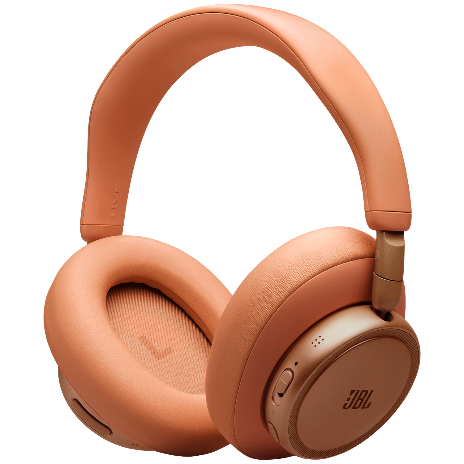 Orange headphones with JBL logo on a black background.