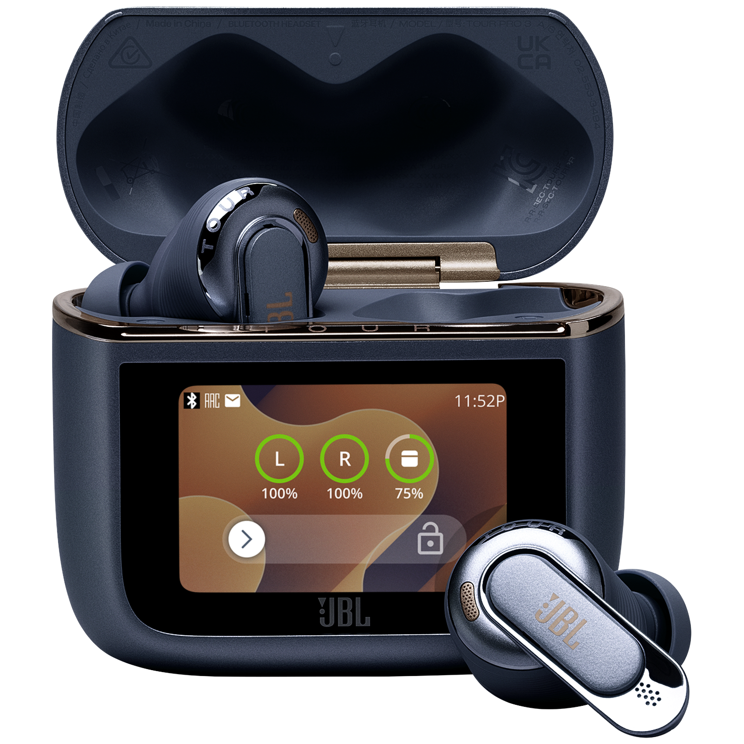 JBL Tour Pro 3 - Draadloze In-ear Oordopjes Met Noise Cancelling Bluetooth Smart Case Touchscreen (2026) Blauw