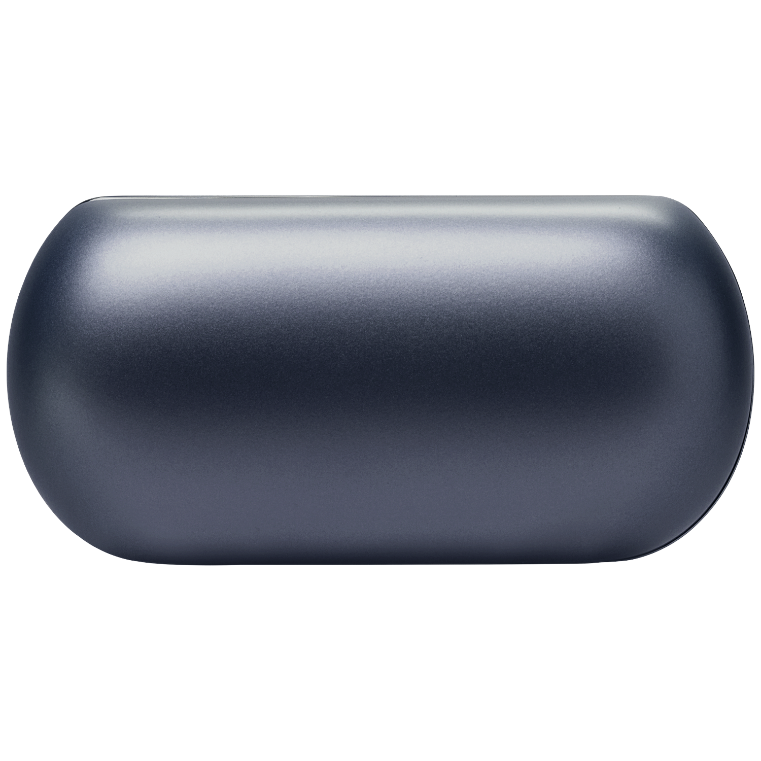 A dark, pill-shaped object with rounded ends on a black background.