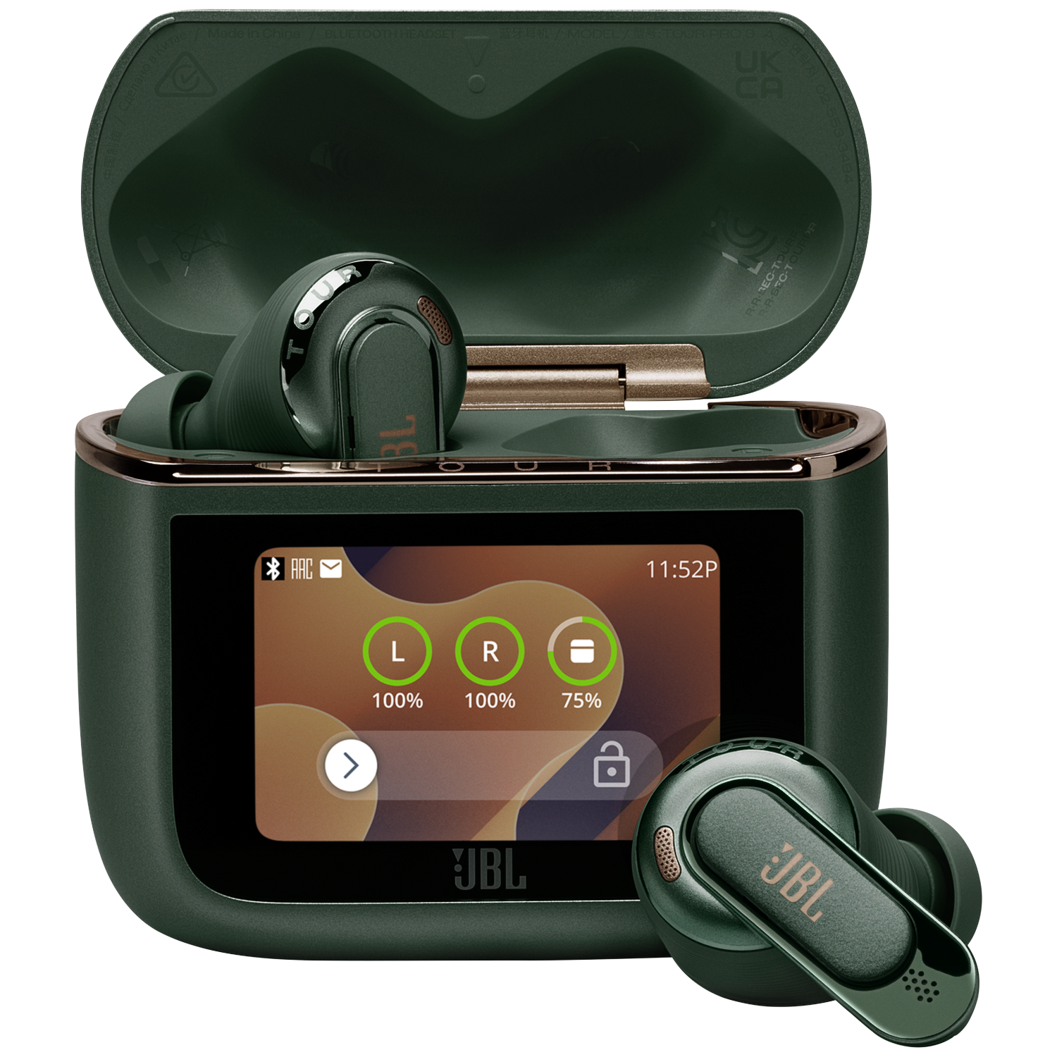JBL Tour Pro 3 - Draadloze in-ear oordopjes met Noise Cancelling - Bluetooth - Smart case met touchscreen (2026) Groen
