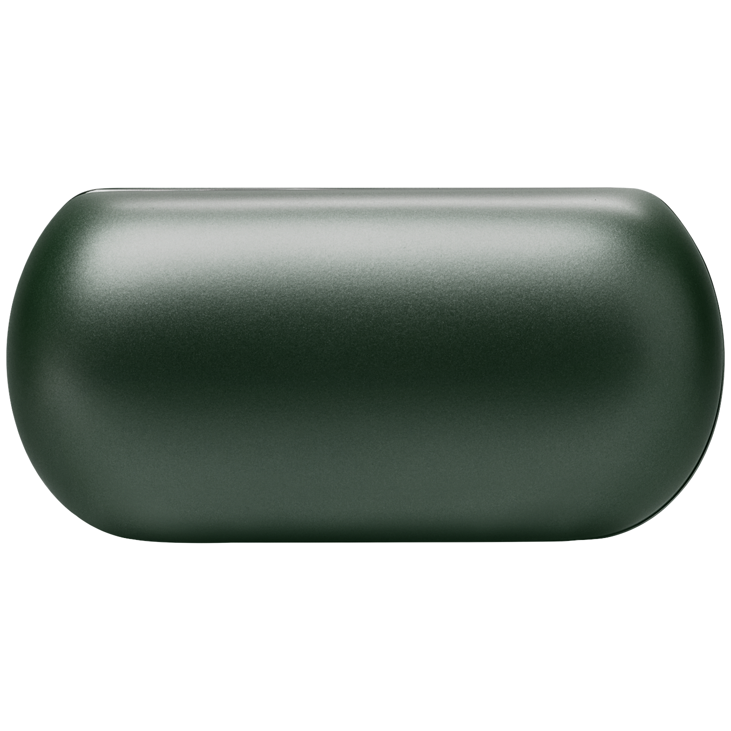 Donkergroen, langwerpig, afgerond object met matte afwerking, geïsoleerd op zwart.