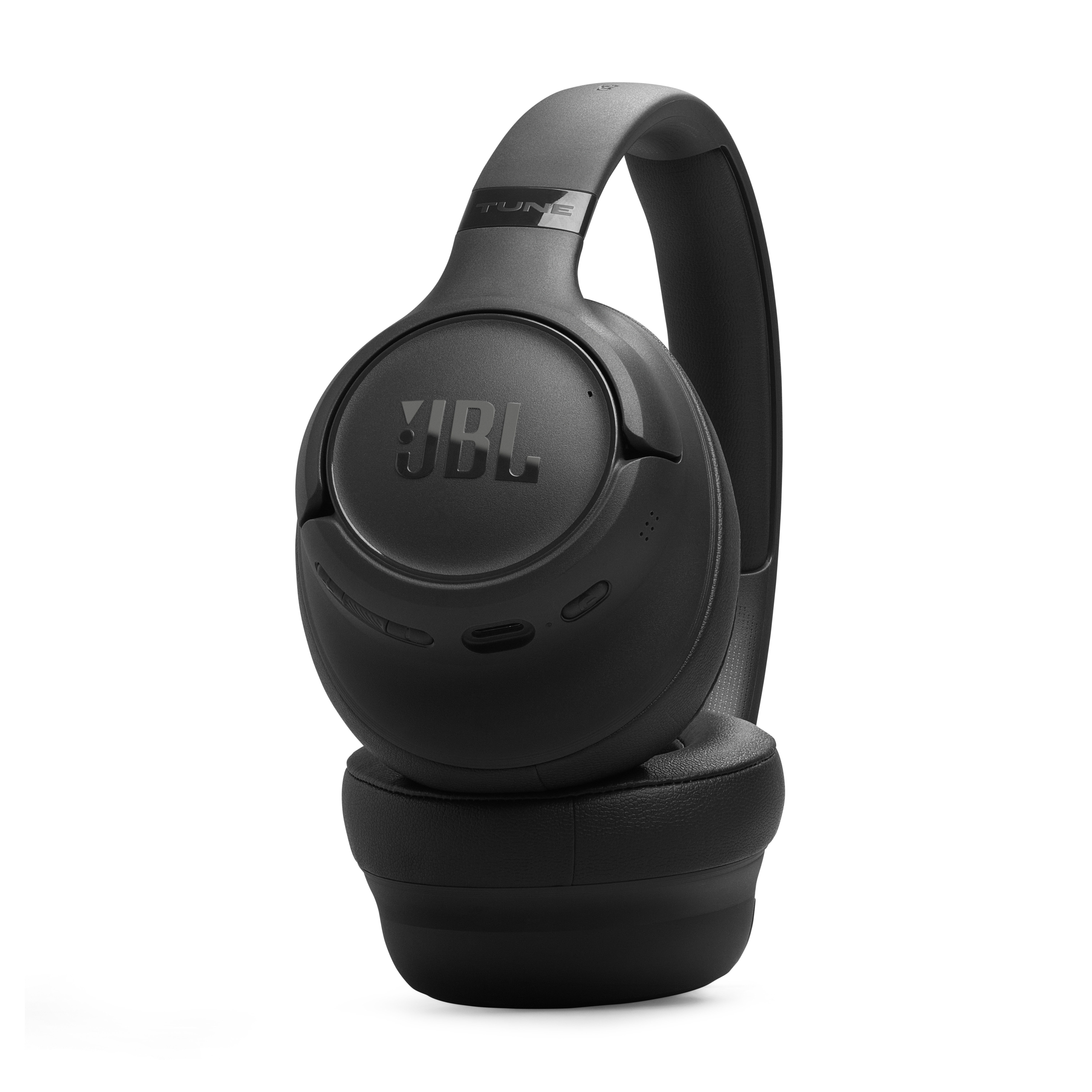 Schwarze JBL-Kopfhörer mit gepolsterten Ohrmuscheln und verstellbarem Bügel.