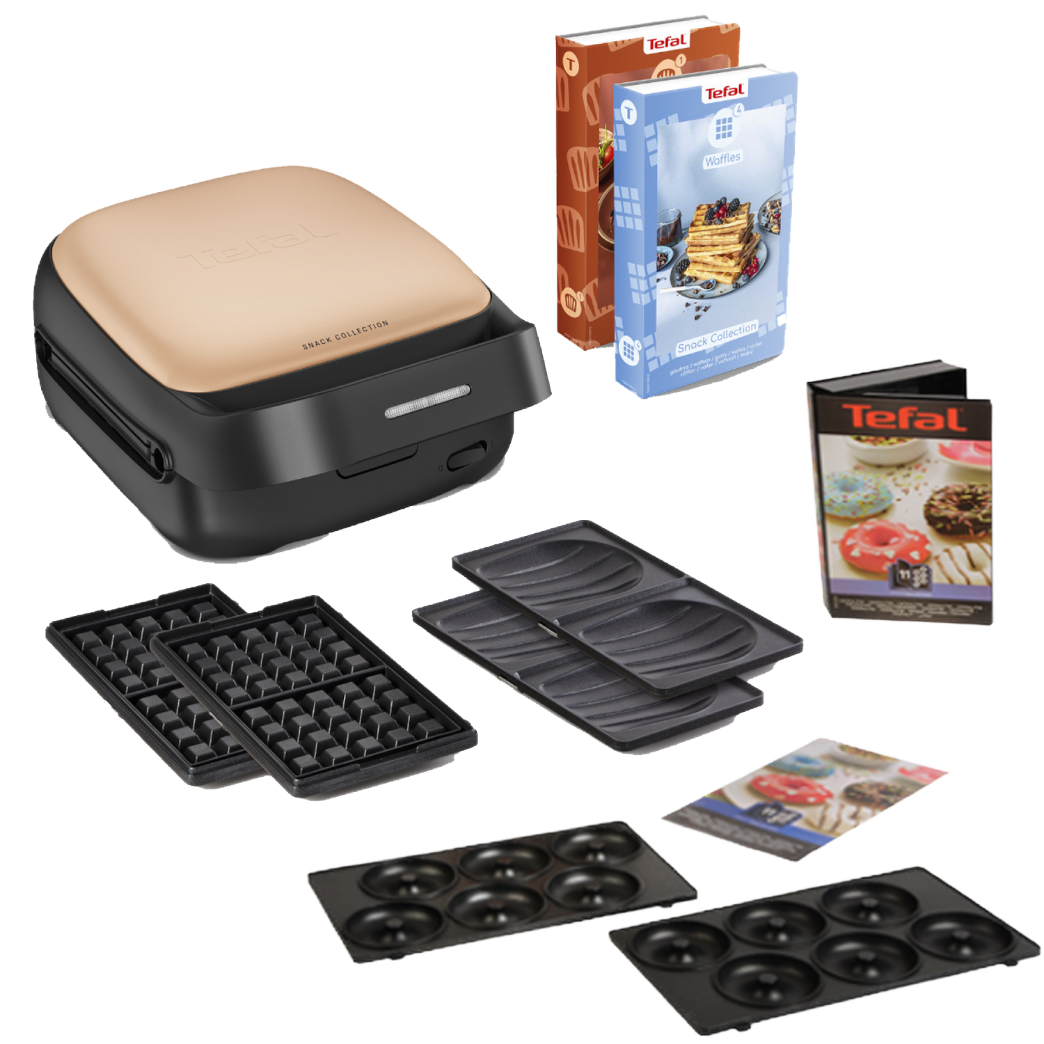 Tefal Tosti- En Wafelapparaat Abrikoos + Donutplaten Xa8011 Keuken Bundel