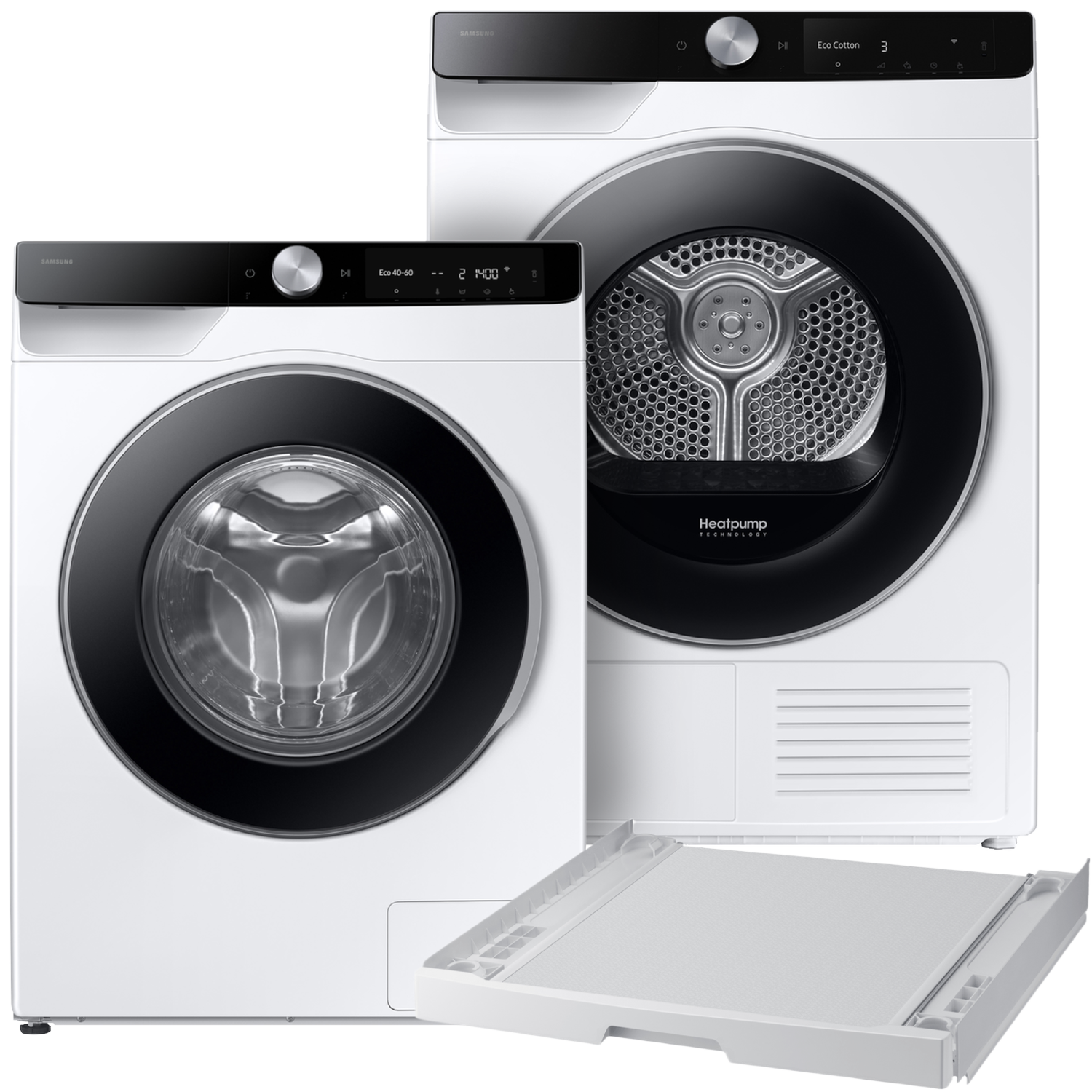 Samsung Ww90dg6u25lku3 6000-serie + Samsung Dv90dg6845lku3 Stapelkit Wasmaschine Droger Bundel