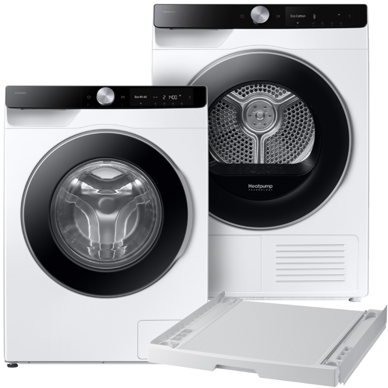 Samsung Wasmachine en Droger Set met Stapelkit