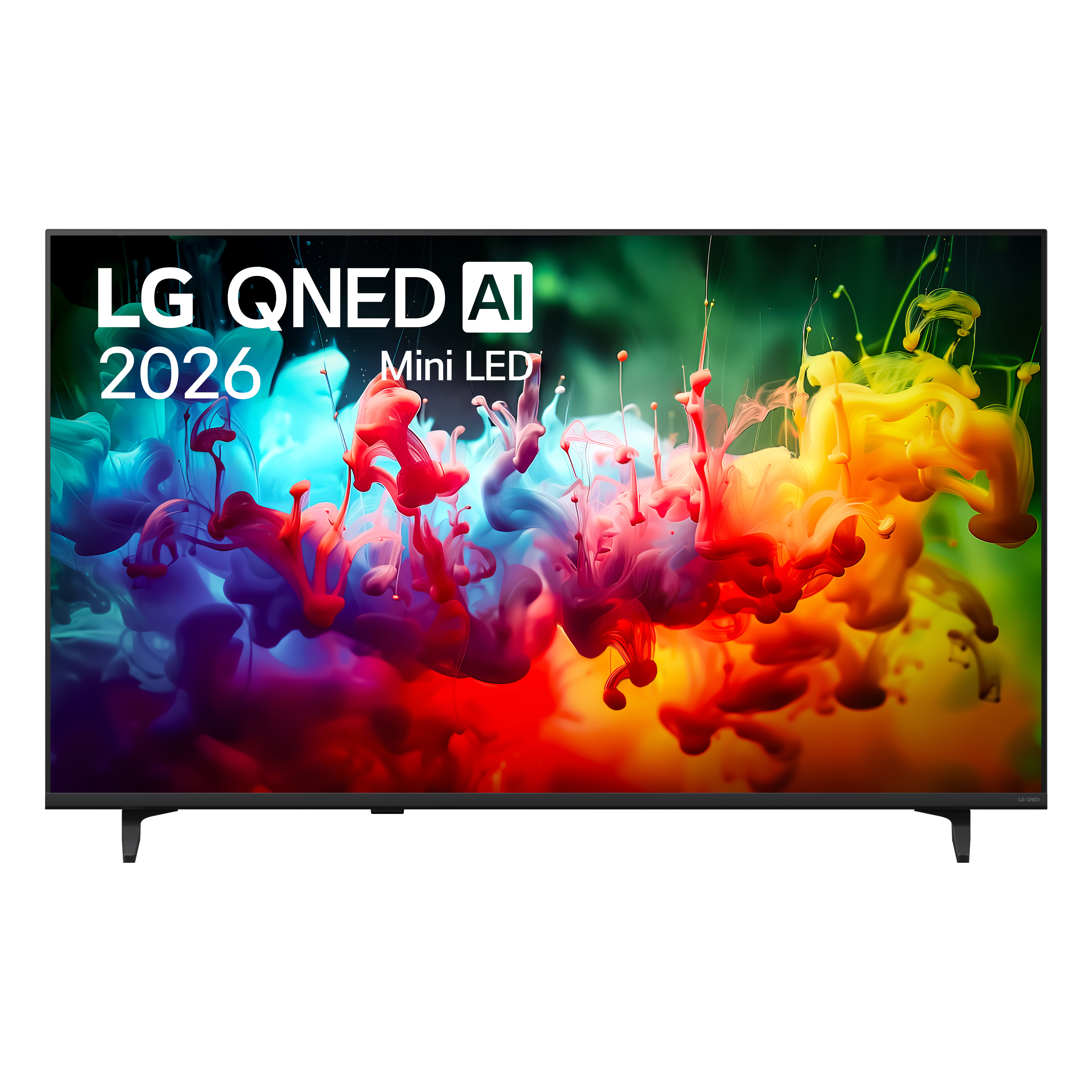 Telewizor LG QNED AI Mini LED z żywymi kolorami i efektami dymu.
