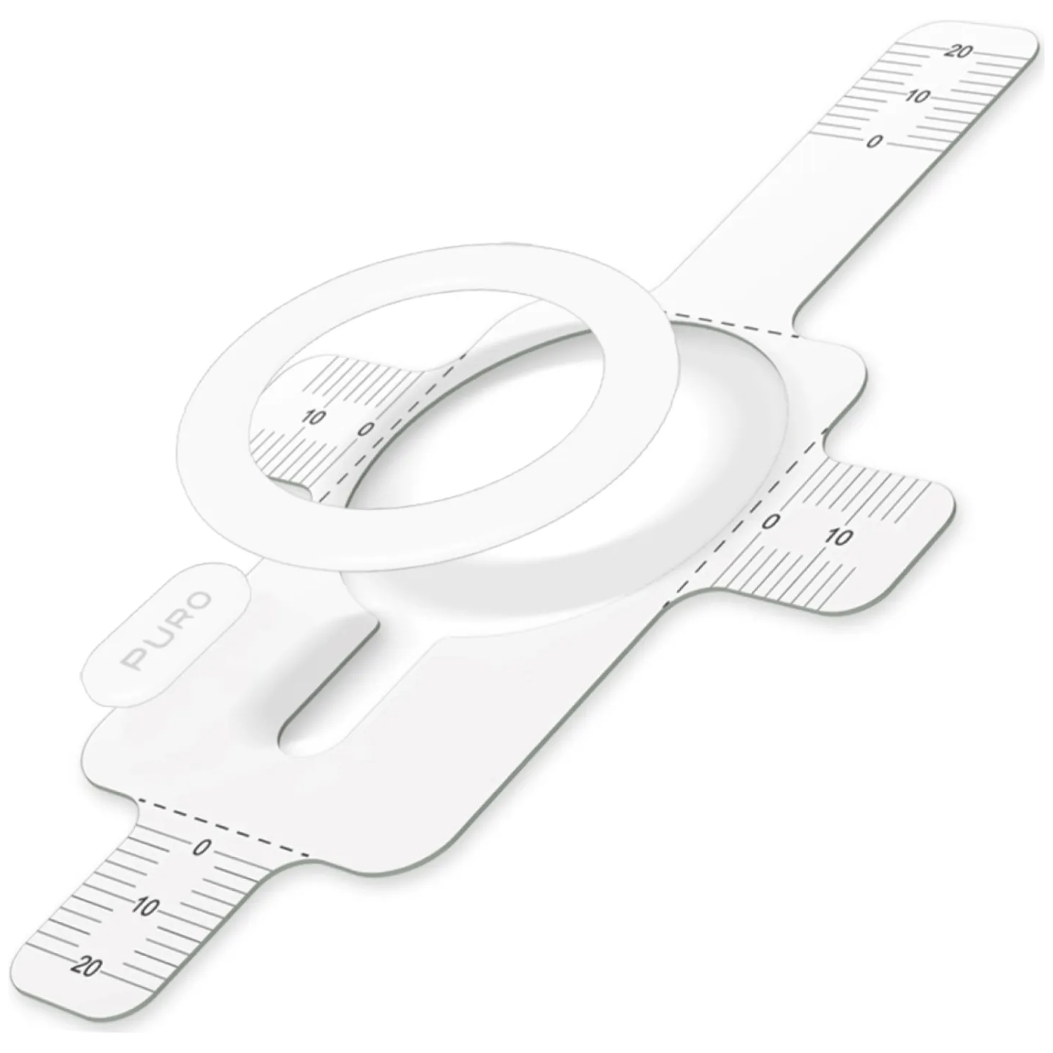 Un appareil de mesure médical blanc avec des repères de 0 à 20.