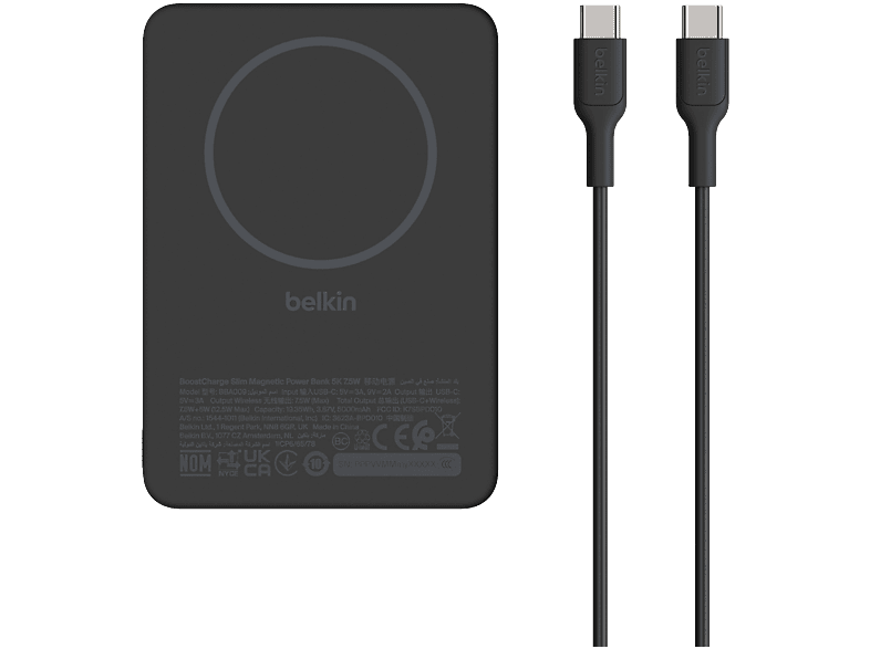 Belkin BoostCharge Slim Batterie Externe Magnétique 5000 mAh 7.5W avec MagSafe