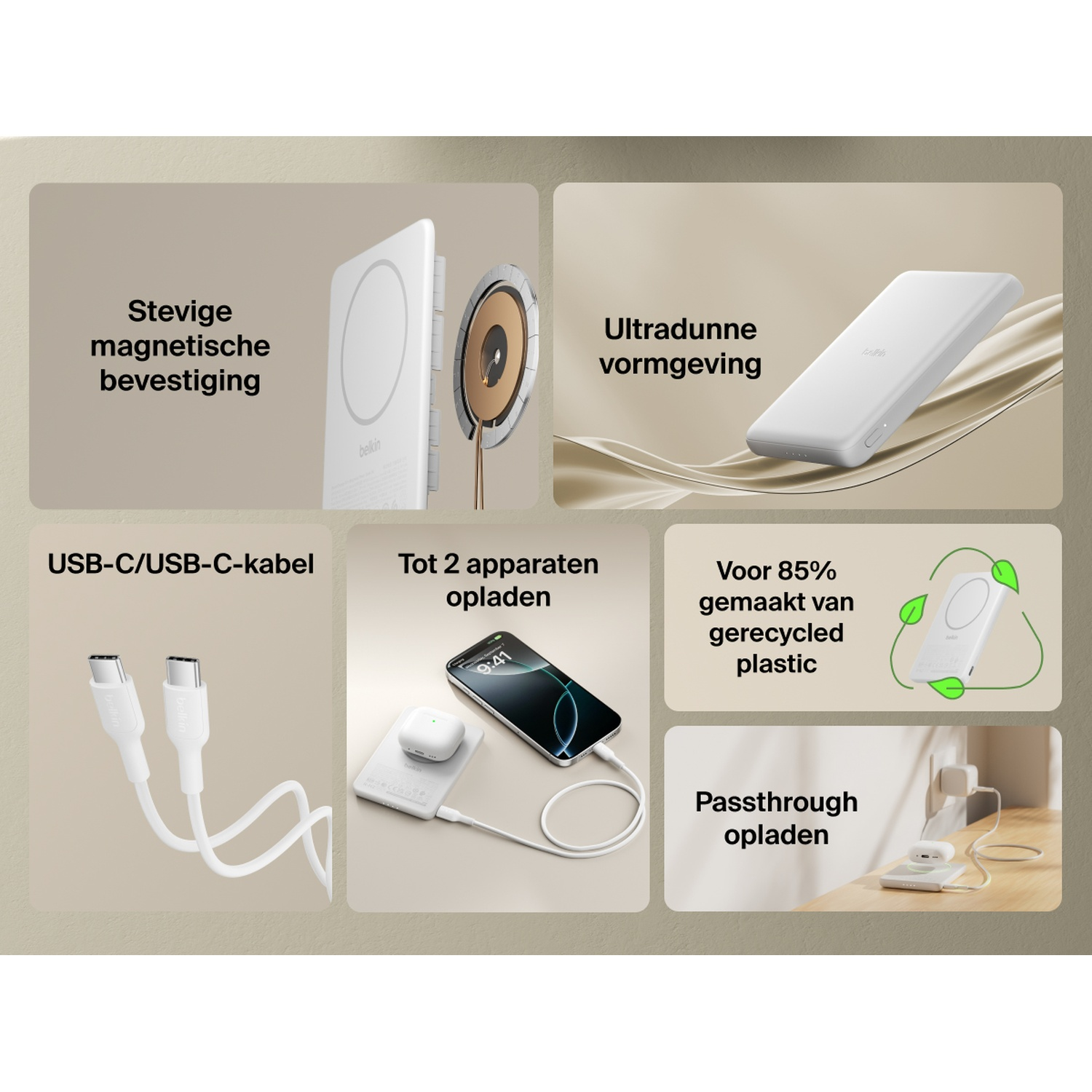Plusieurs chargeurs : Support magnétique, design fin, câble USB-C, charge deux appareils.