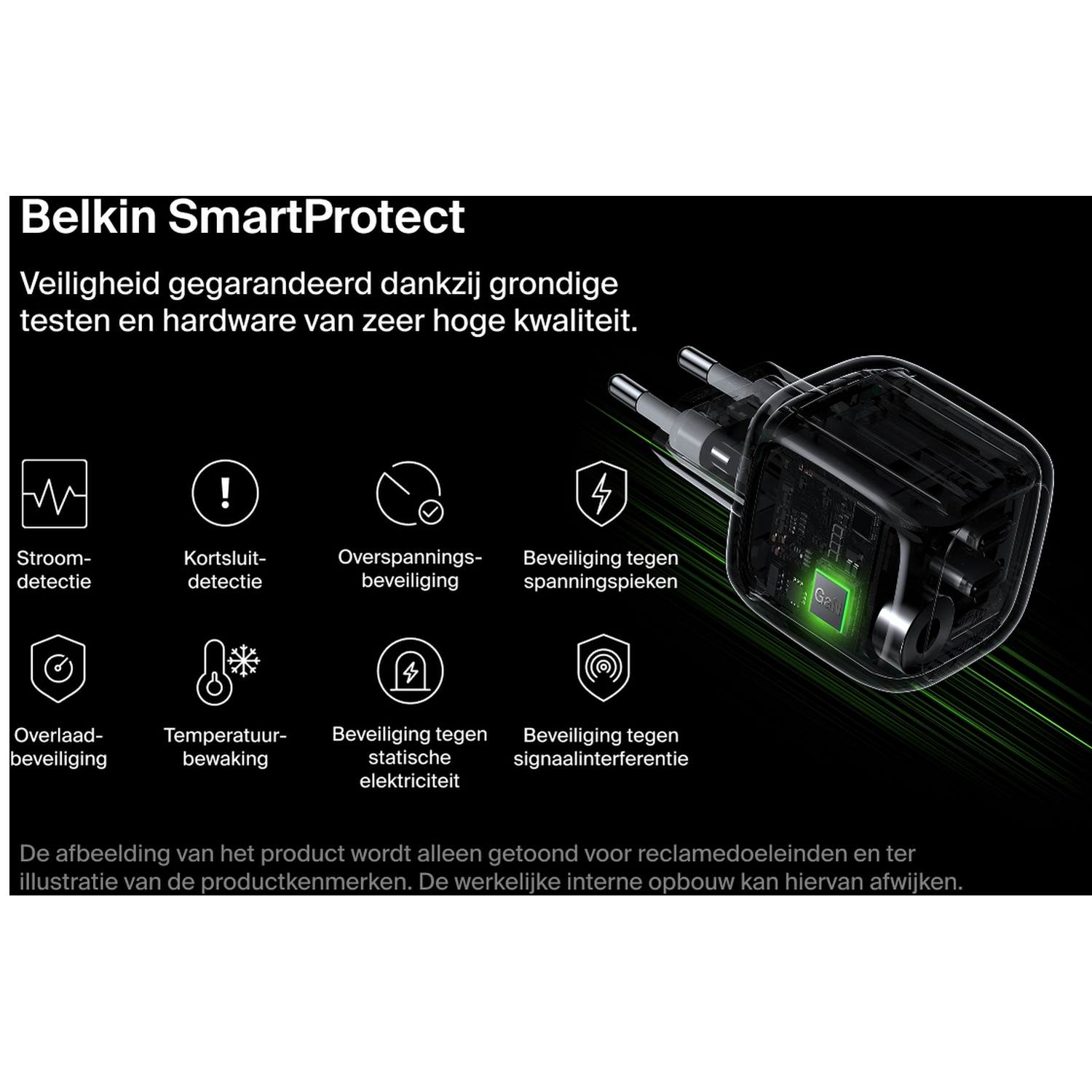 Chargeur Belkin SmartProtect avec fonctions de protection.