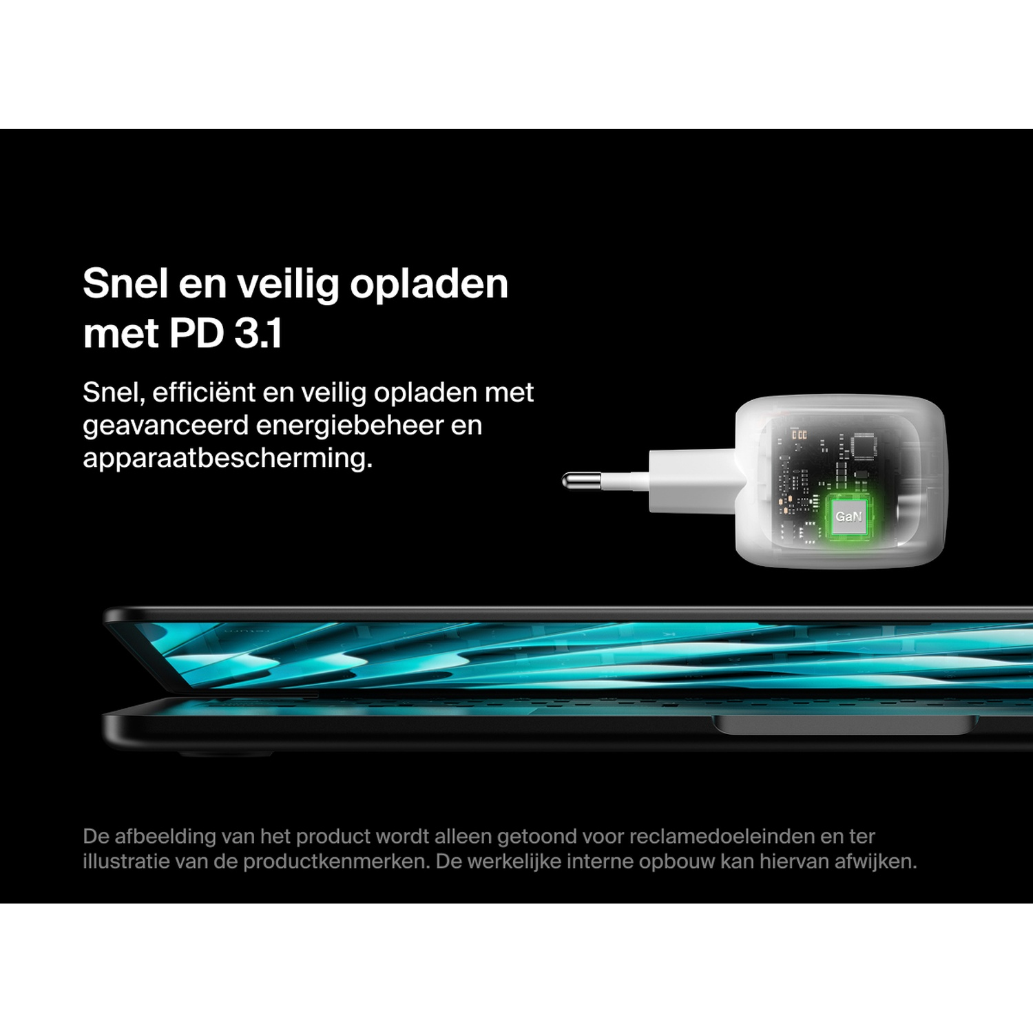Chargement rapide et sûr avec PD 3.1 ; chargeur GaN et smartphone.