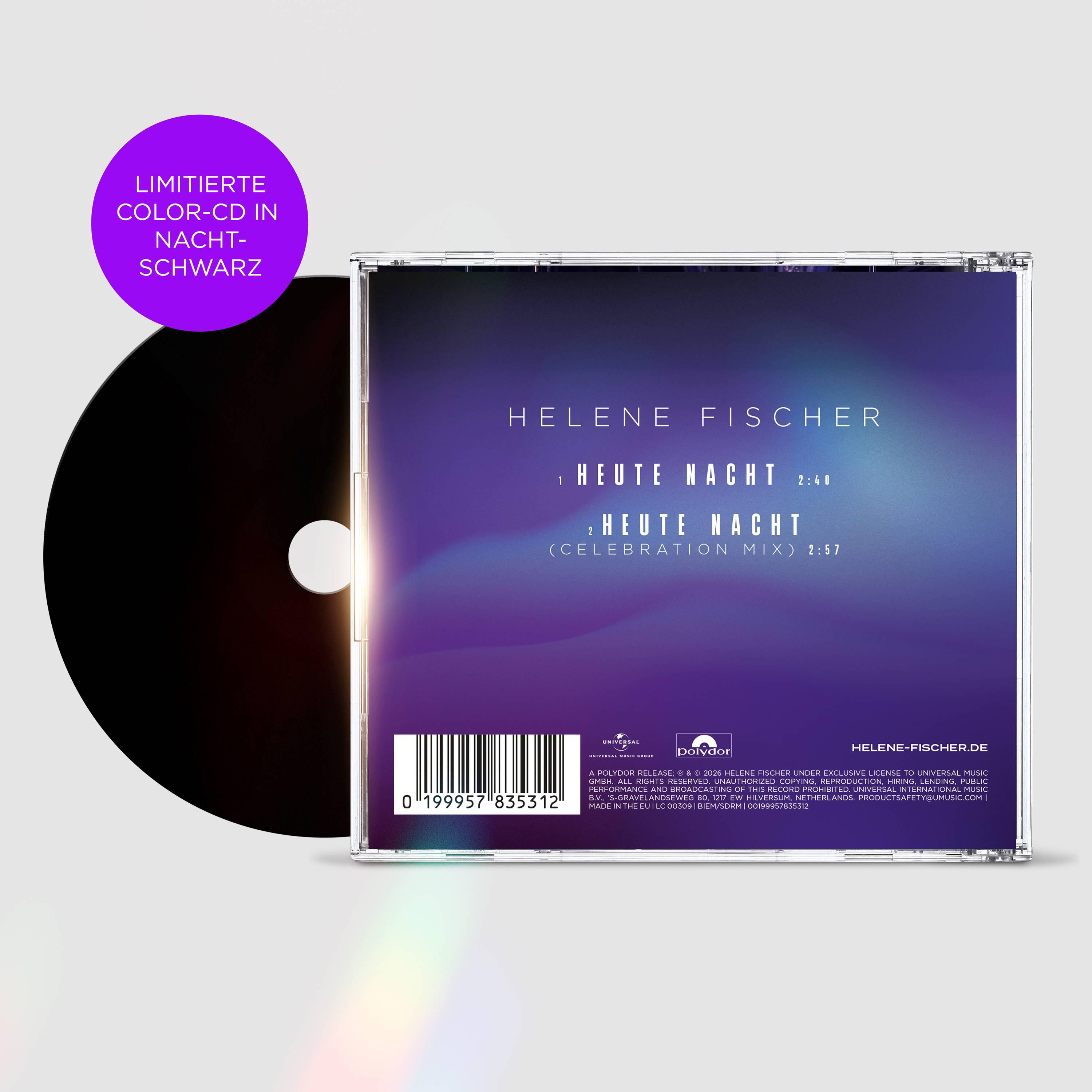 Limitierte Nacht-schwarze CD von Helene Fischer mit Titeln.