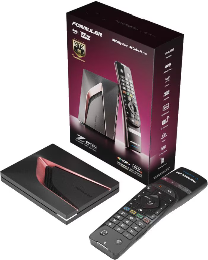 Ensemble Formuler Z12 Ultra avec télécommande et boîte.