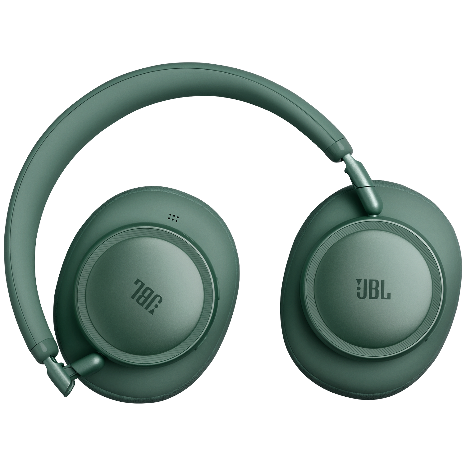 Casque JBL vert avec arceau, sur fond noir.