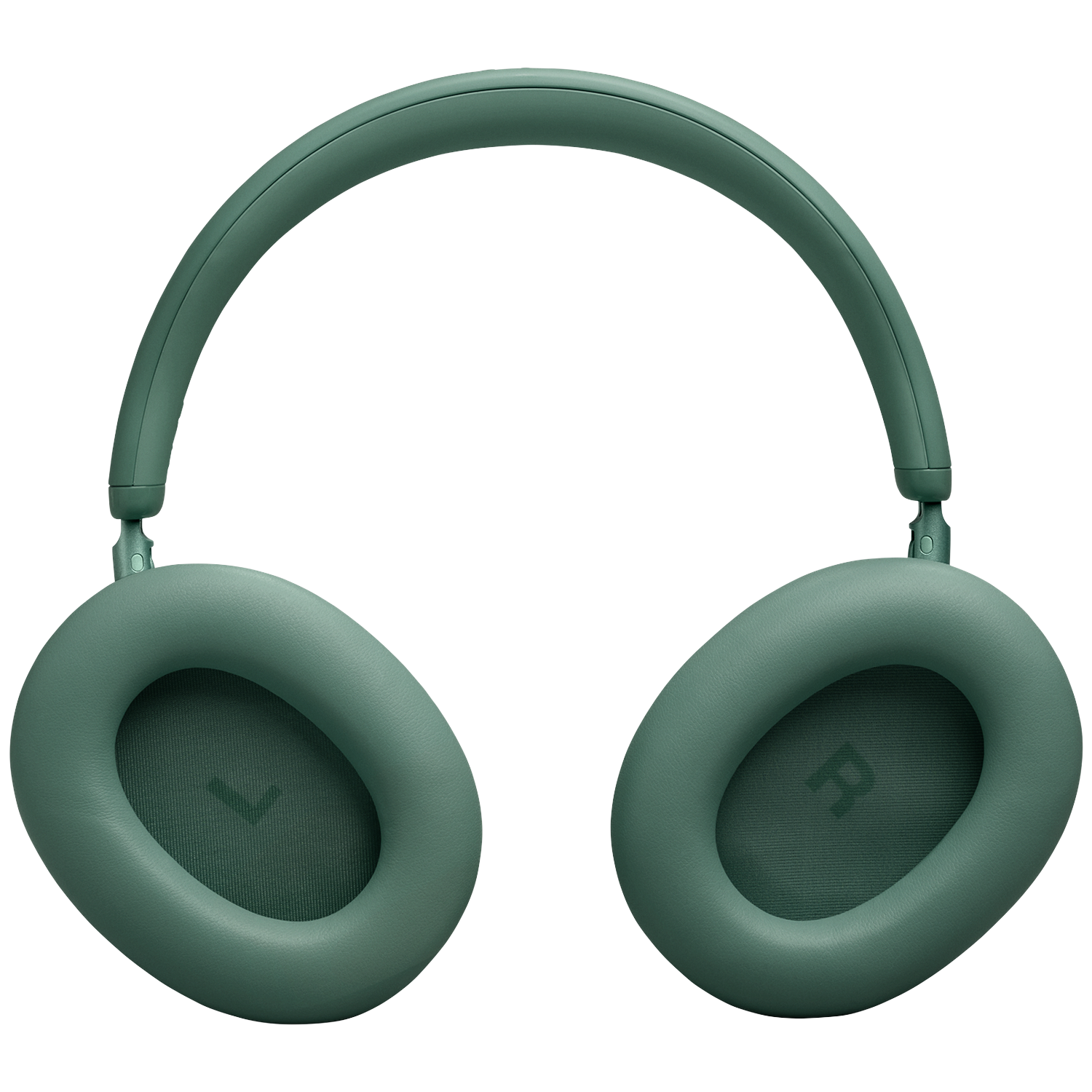 Casque circum-auriculaire vert avec coussinets, sur fond noir.