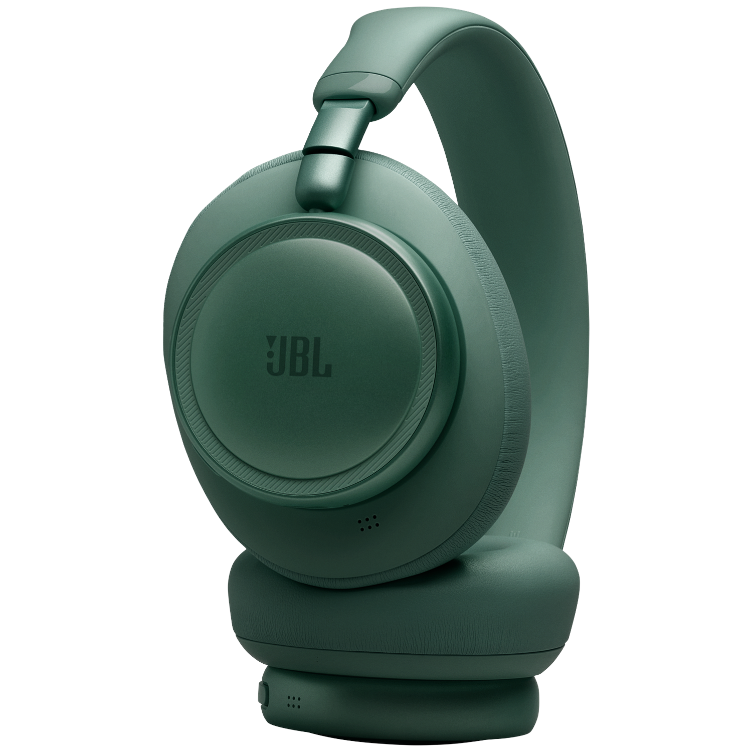 Un casque JBL vert sur fond noir.