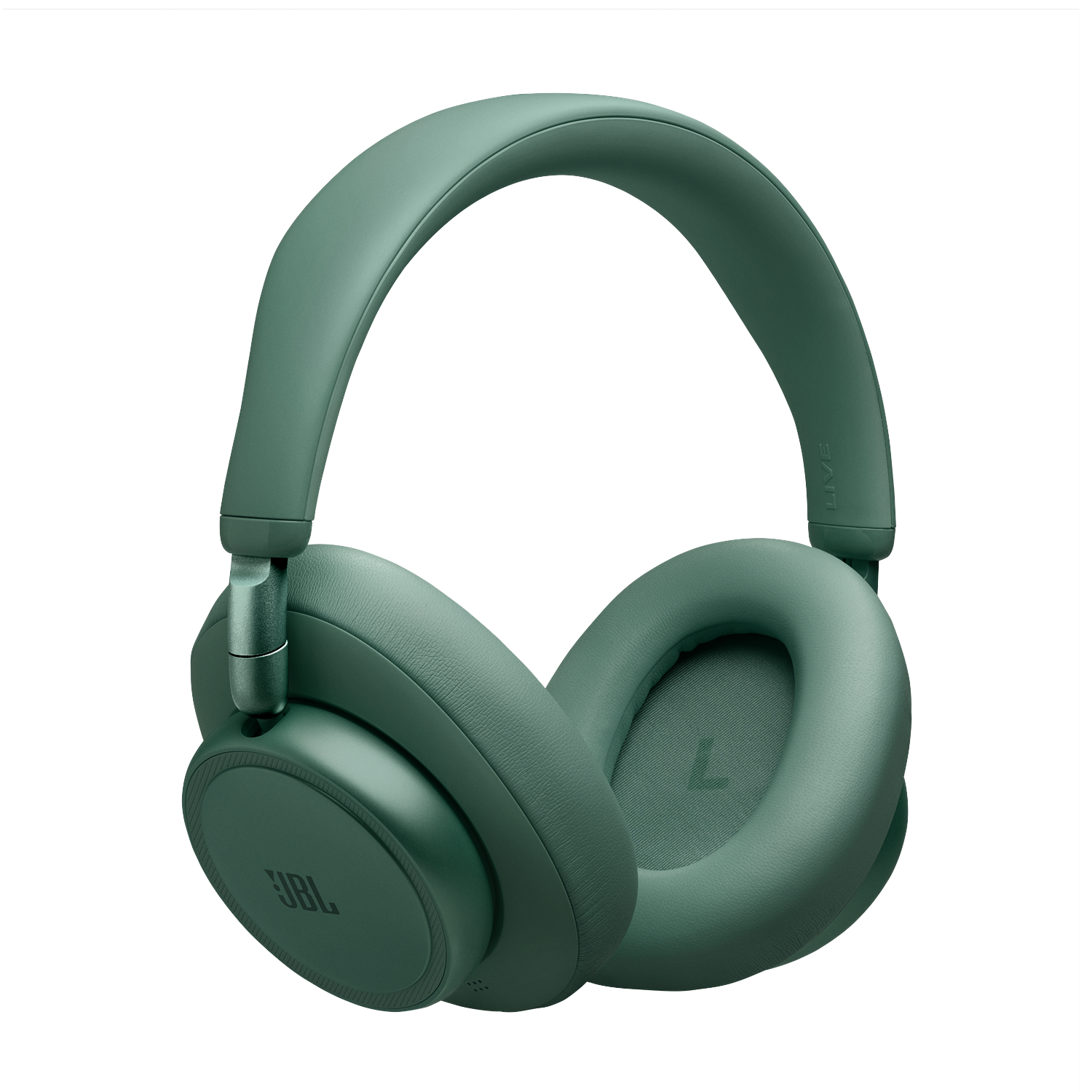 Casque JBL vert avec coussinets rembourrés et arceau réglable.