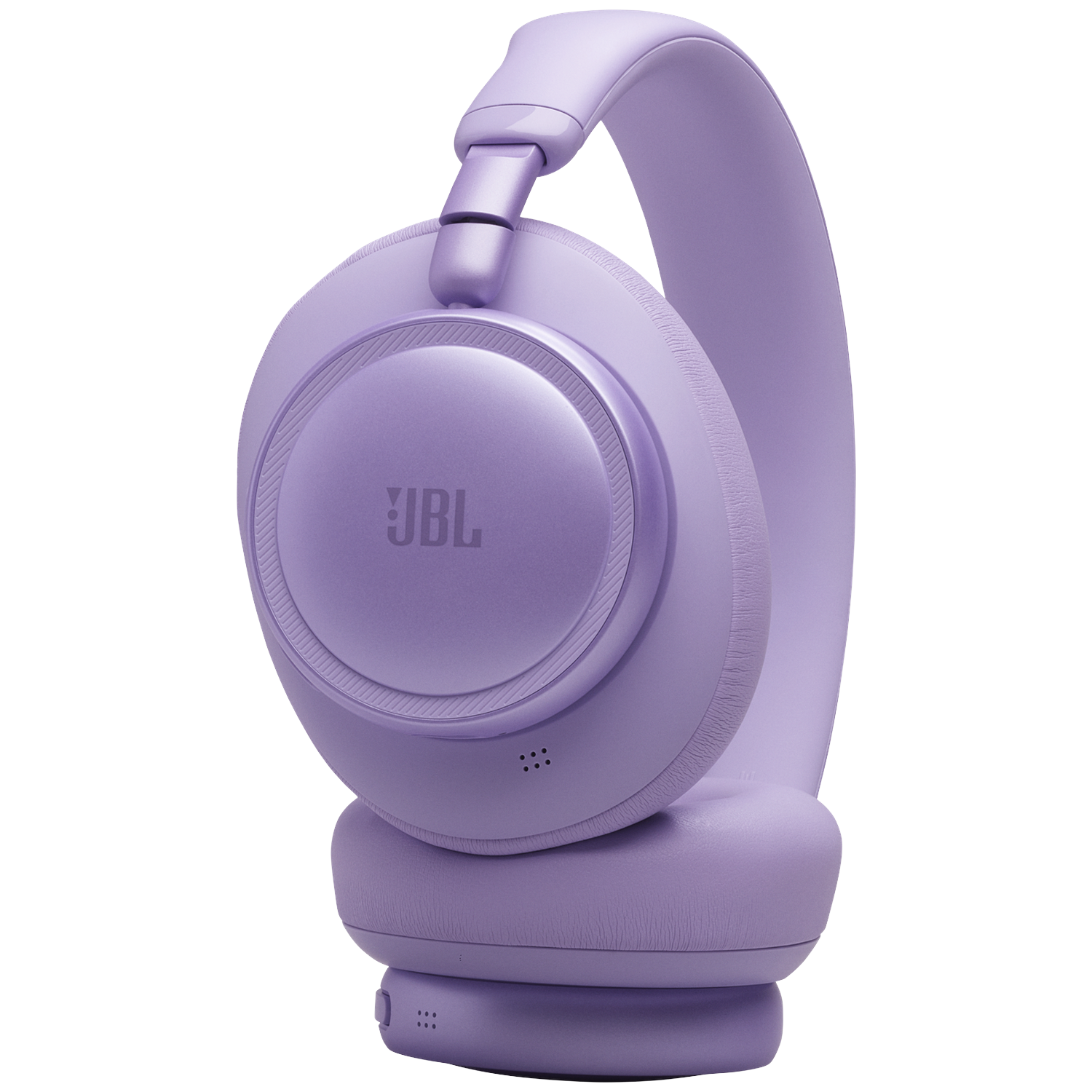 Un casque JBL violet sur fond noir.