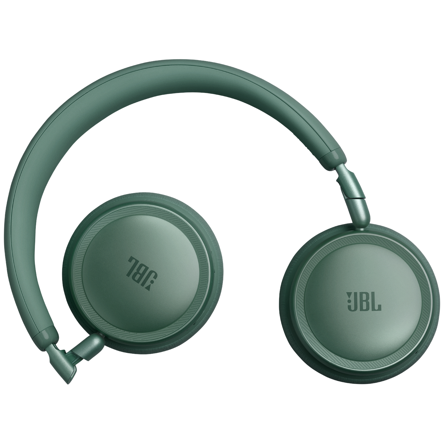 Green JBL headphones with headband and earcups on a black background.