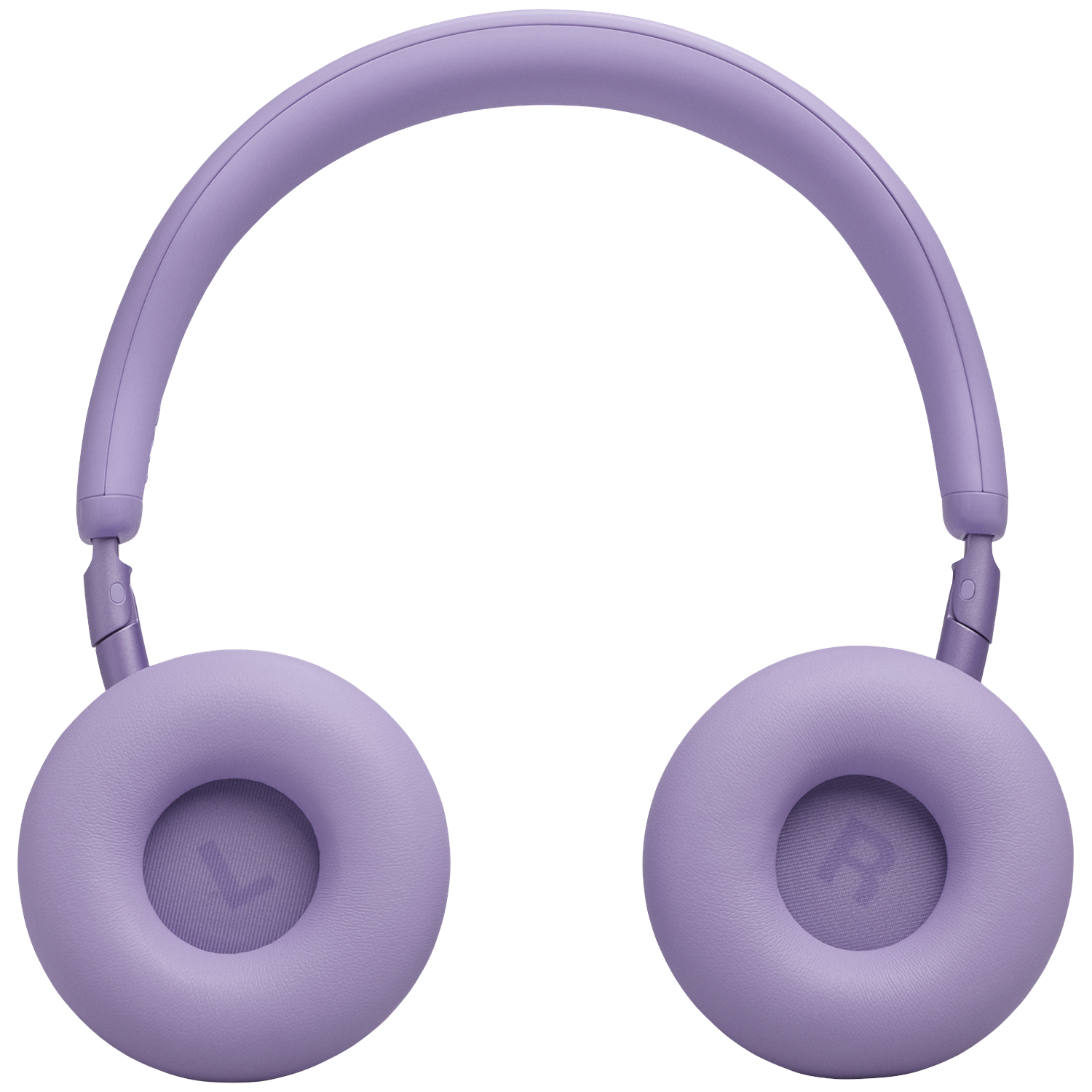 Lavender headphones with earcups and a headband on a black background.