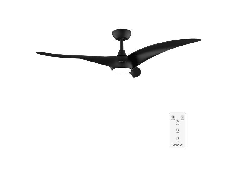 Ventilador de techo - Cecotec EnergySilence Aero 5295 Black, Motor DC 40 W, Luz LED 18 3 tonalidades, Mando a distancia, 6 velocidades, Negro