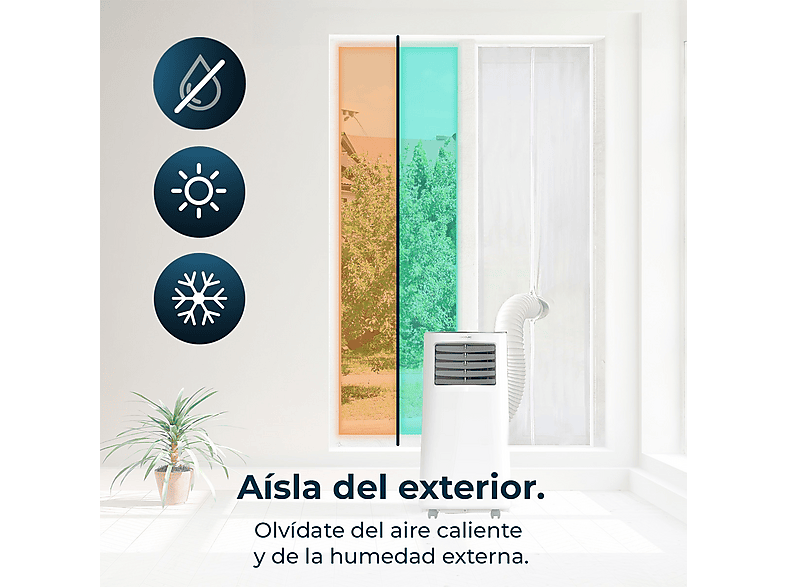 Cubierta aislante - Cecotec 210x90, Aislante para puerta corredera, 210 x 90 cm, Poliéster, Con cremallera y cinta adhesiva, Blanco – imagen 2