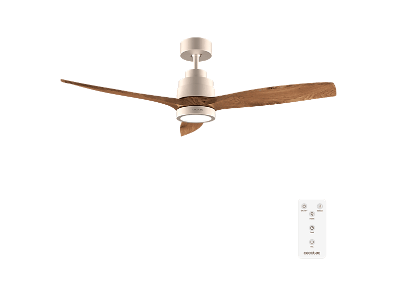 Ventilador de techo - Cecotec EnergySilence Aero 5295 GoldBlack, 35 W, Luz LED 18 Mando a distancia, 6 velocidades, Modo invierno/verano, Oro