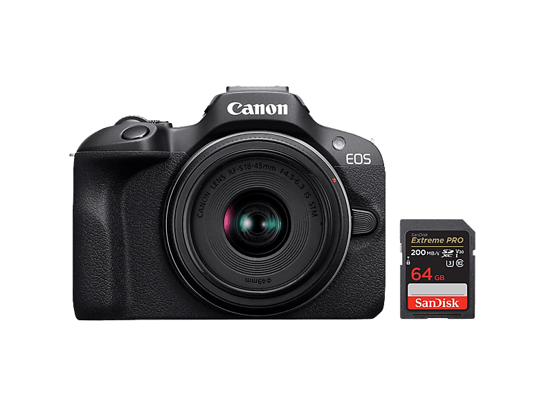 EOS R100 Systeemcamera met RF-S 18-45mm Lens en 64GB SD-kaart