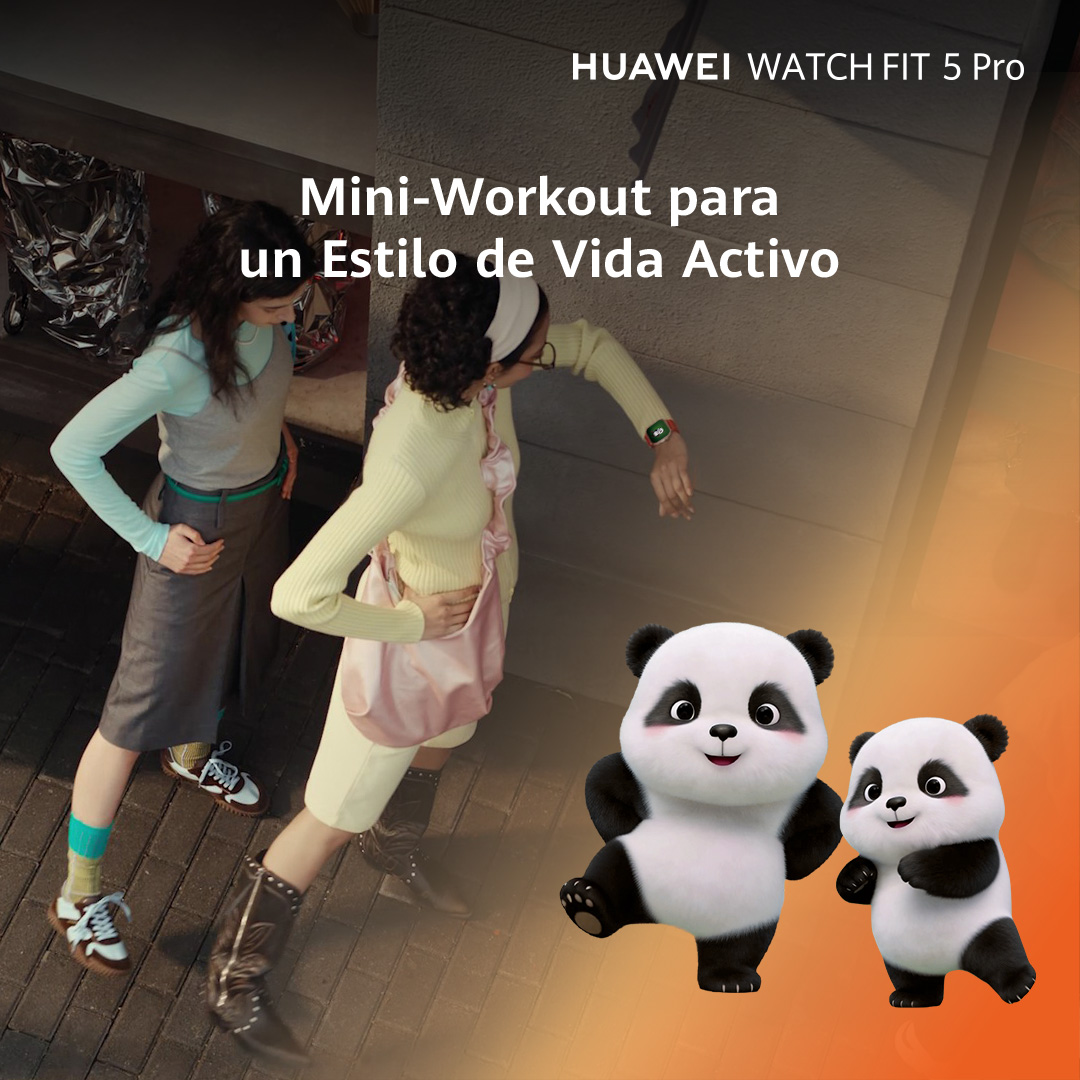 Dos mujeres con osos panda, Huawei Watch Fit 5 Pro.
