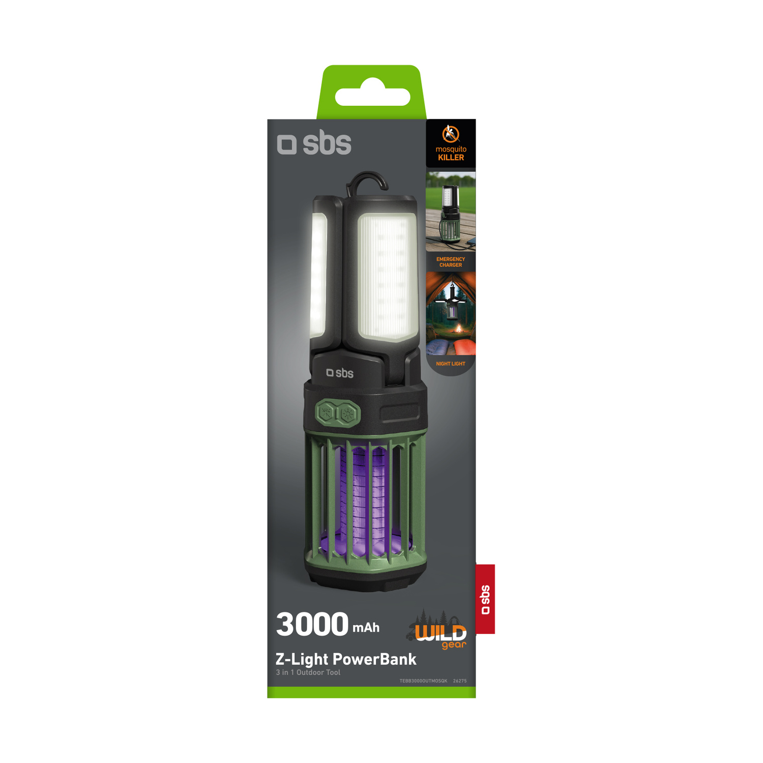 SBS Z-Light PowerBank: Zanzariera, caricatore emergenza, luce notturna.