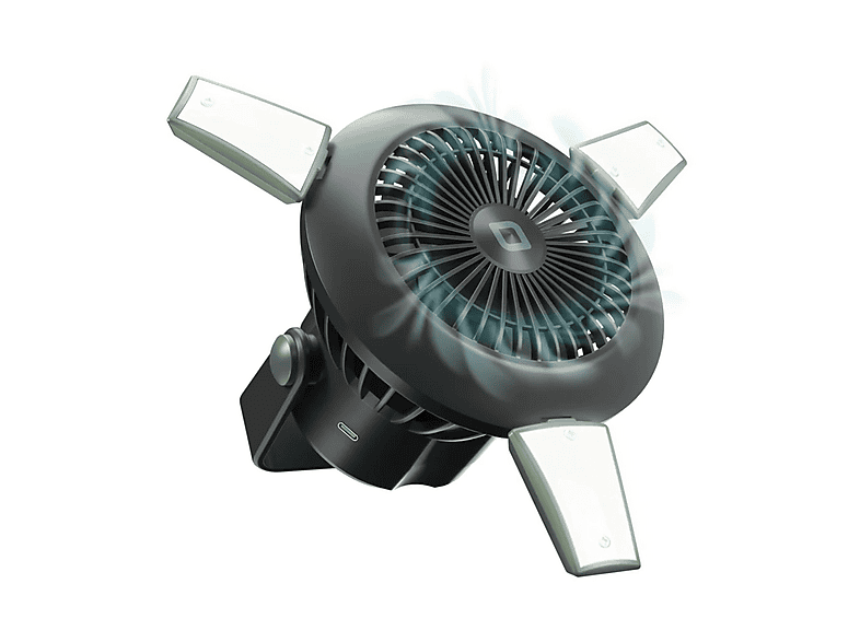 SBS 26282 Ventilator mit Powerbank 4000 mAh, einstellbarer Beleuchtung und Solaraufladung