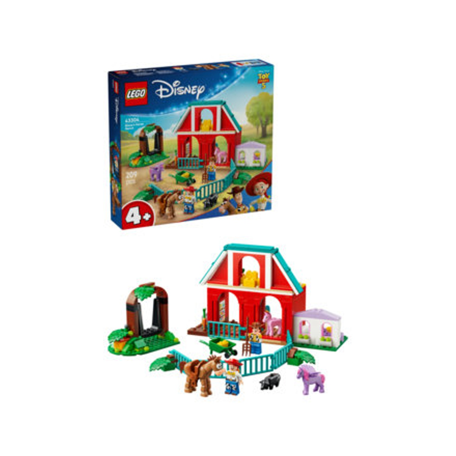 Set fienile LEGO Disney Toy Story con figure, cavalli e maiali.