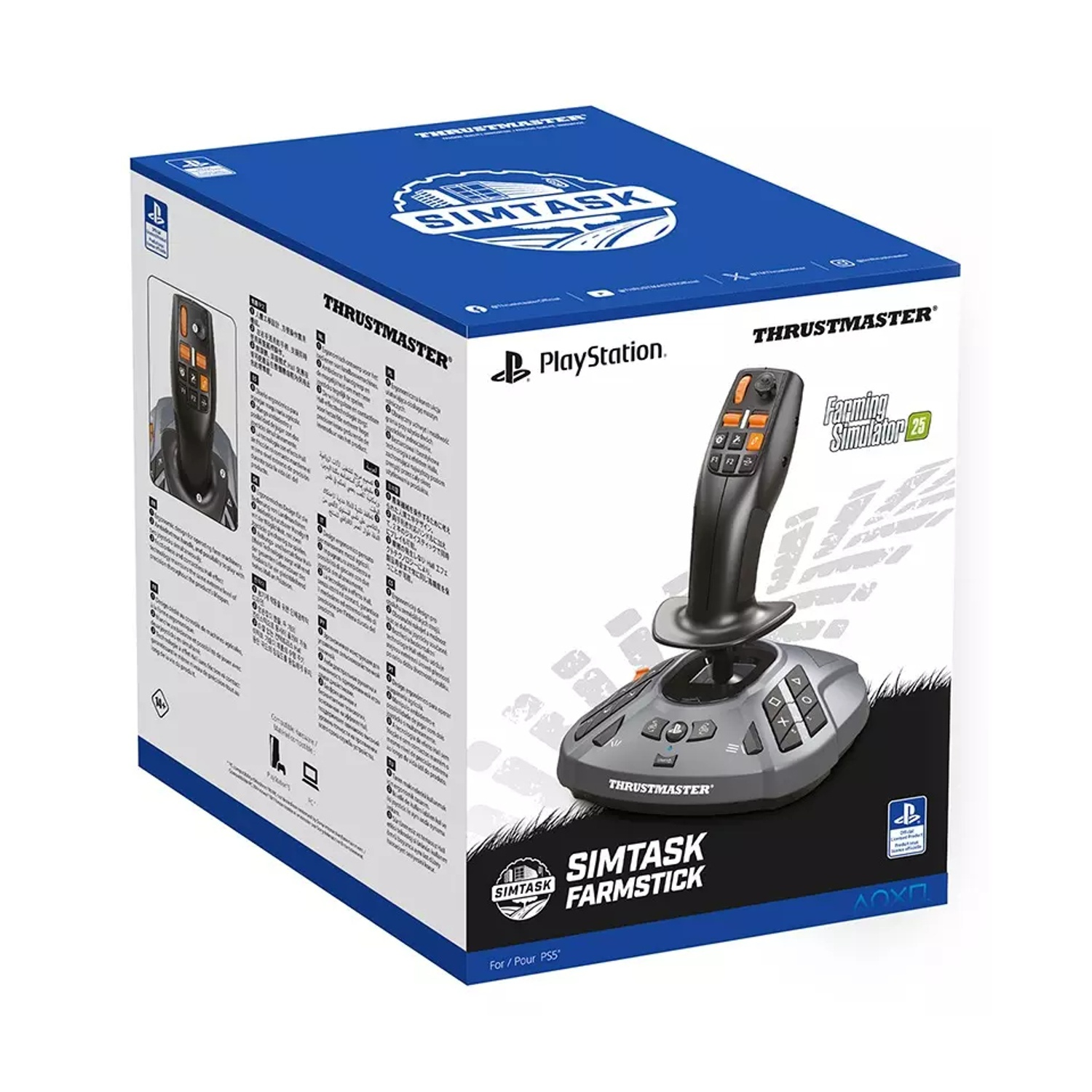 Scatola di un Thrustmaster SimTask Farmstick per PlayStation.