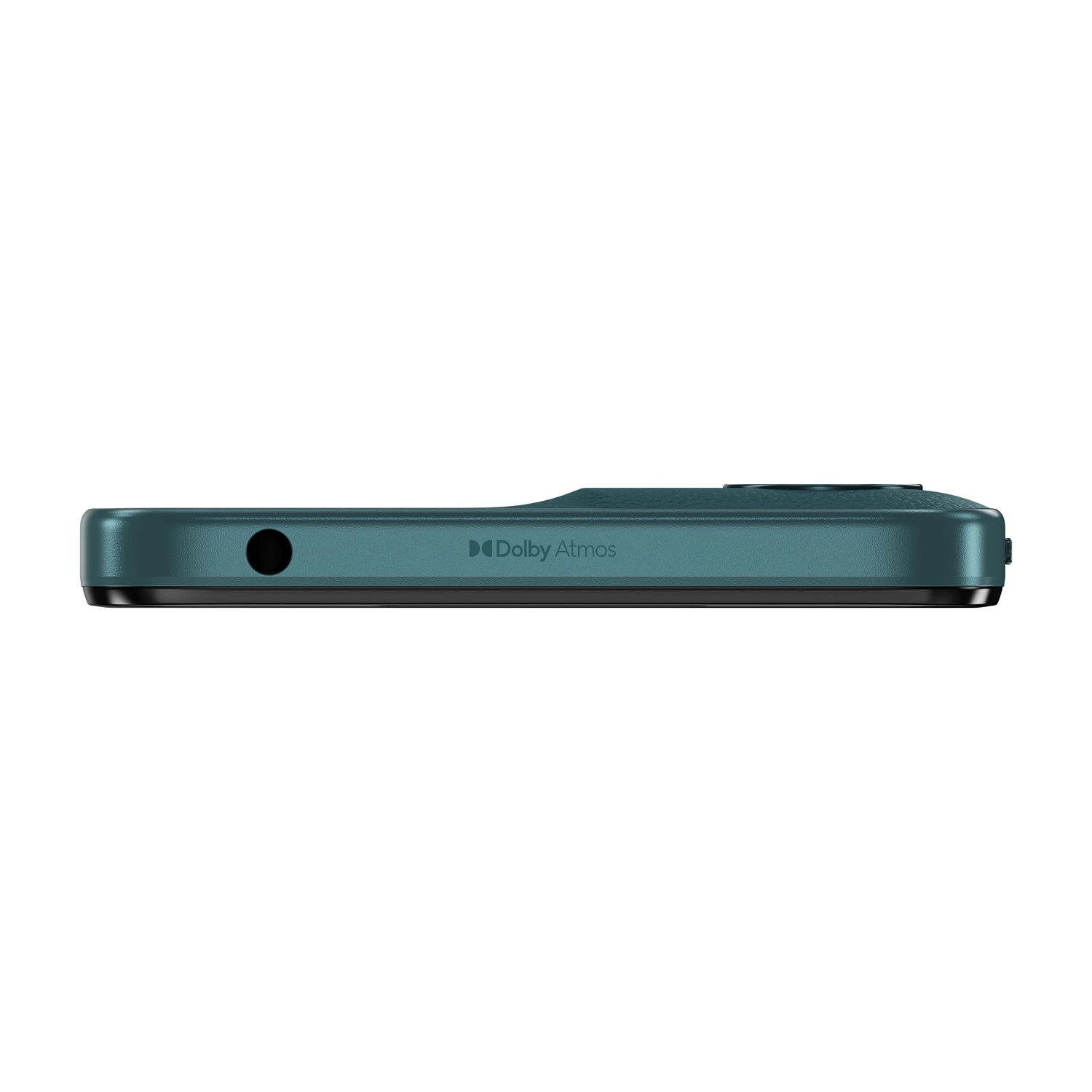 Un corpo di smartphone verde acqua con logo Dolby Atmos.