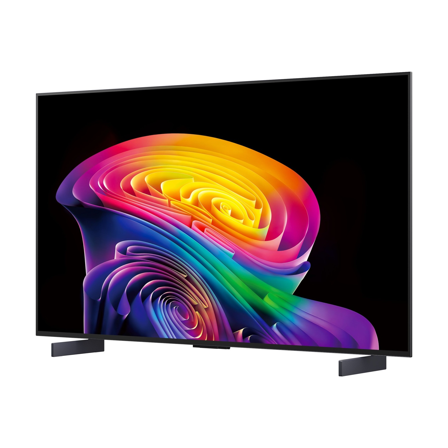 Un televisore moderno con uno schema astratto e colorato sullo schermo.