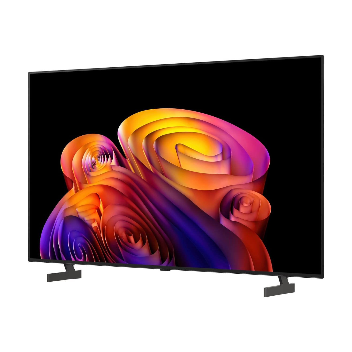 Un televisore nero con un'immagine astratta e colorata sullo schermo.