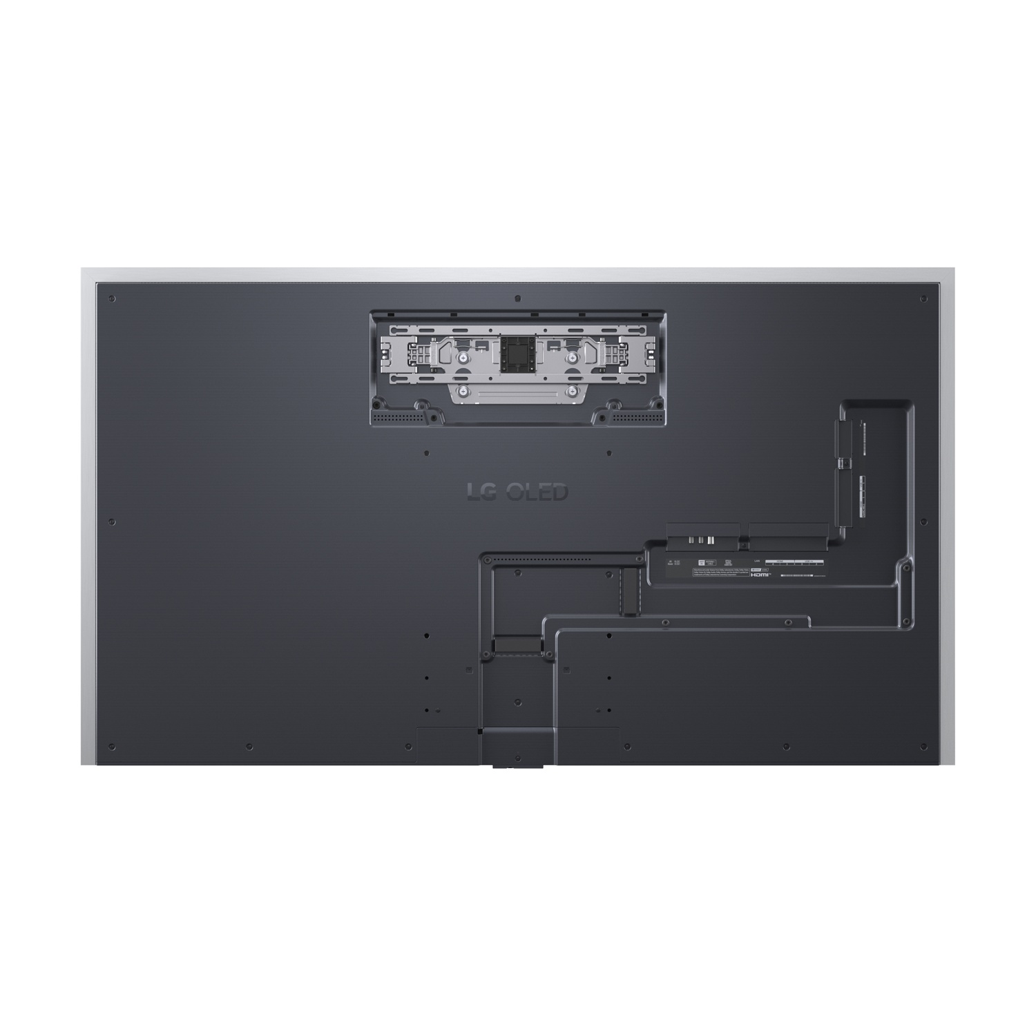 Retro di una TV LG OLED con porte e punti di montaggio.