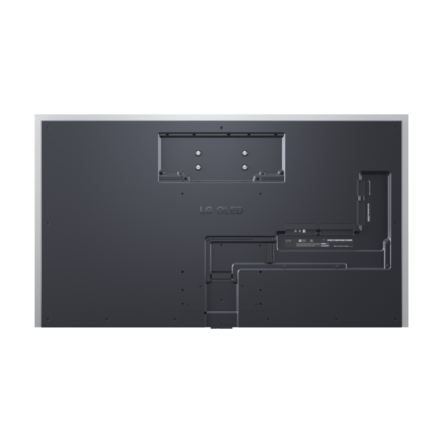 Retro di un TV LG OLED con porte e punti di montaggio.